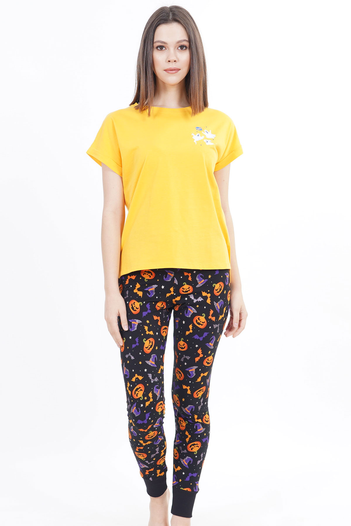 Pamuklu Düşük Omuzlu Kısa Kol Pijama Takım
