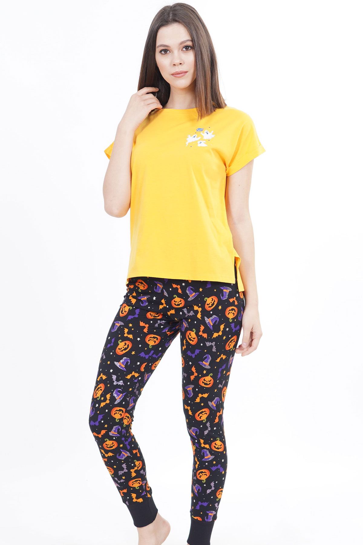 Pamuklu Düşük Omuzlu Kısa Kol Pijama Takım
