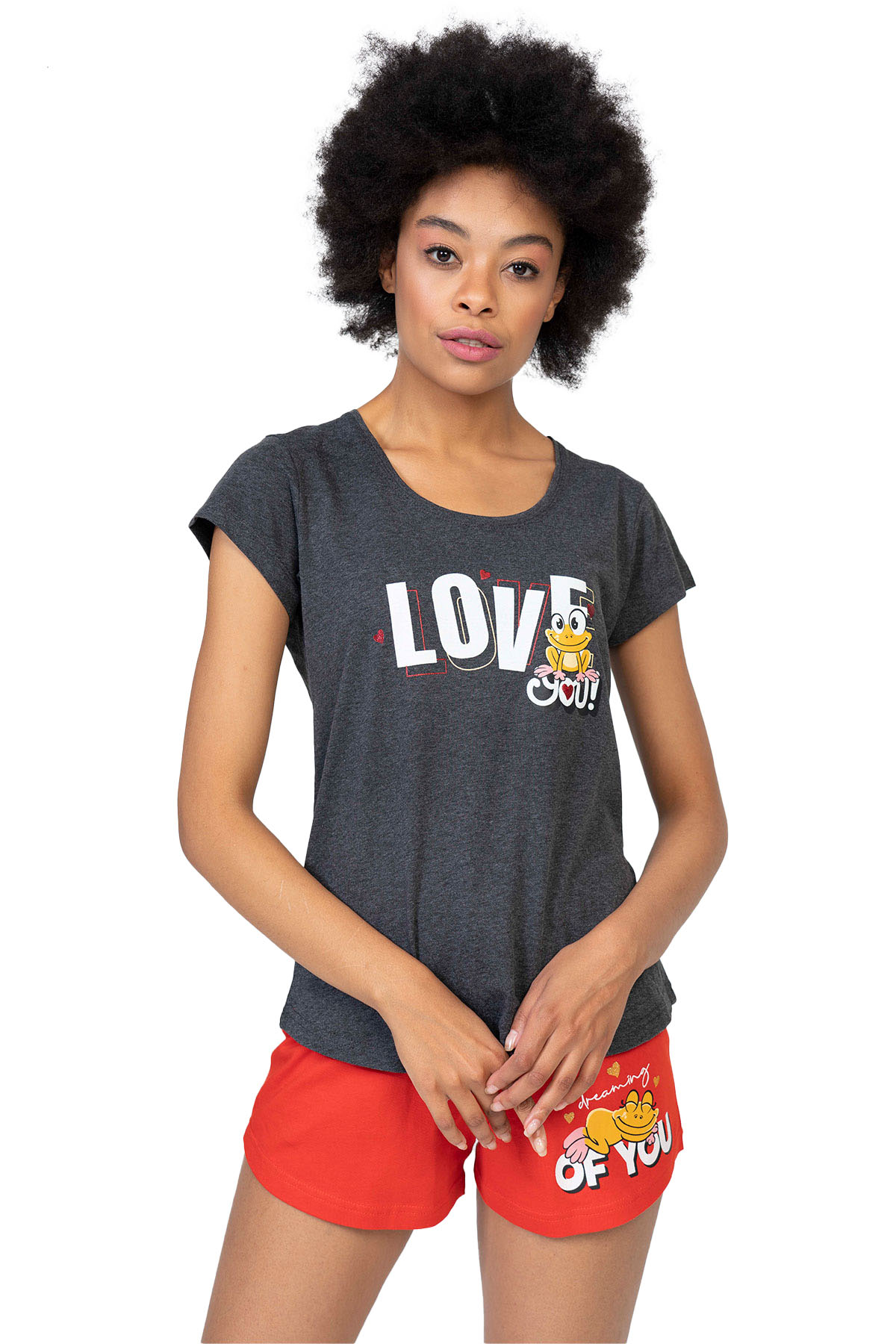 Pamuklu Kısa Kol Şortlu Pijama Takım
