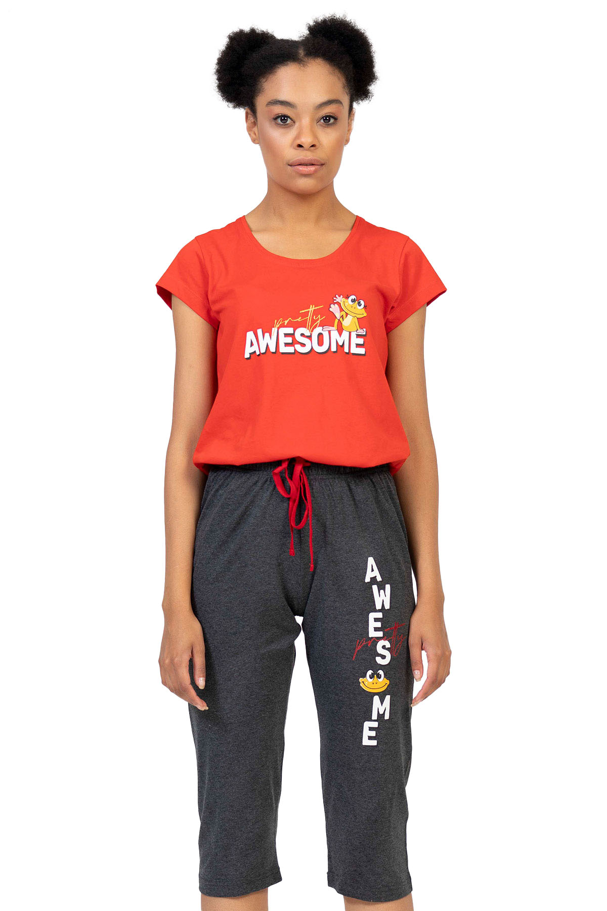 Kısa Kol Kaprili Pijama Takım
