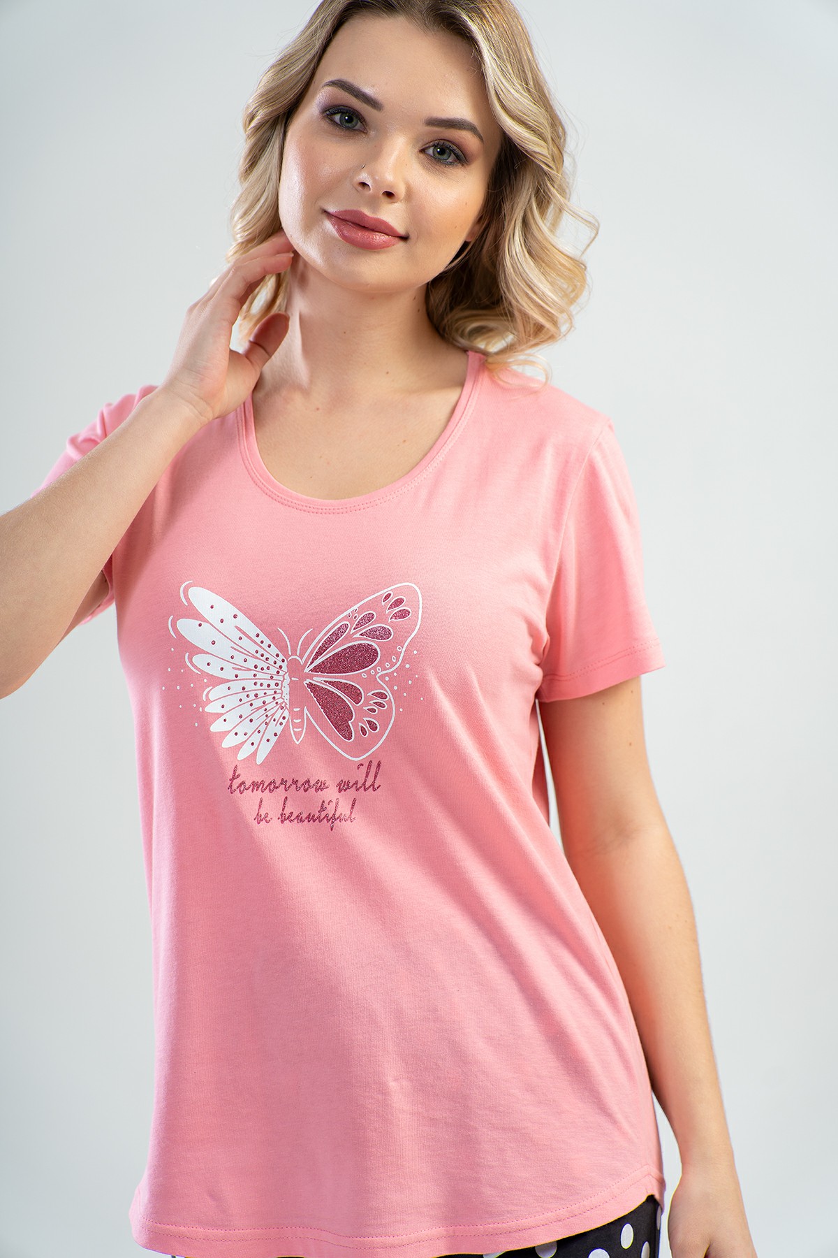 Pamuklu Kadın Kısa Kol Pijama Takım
