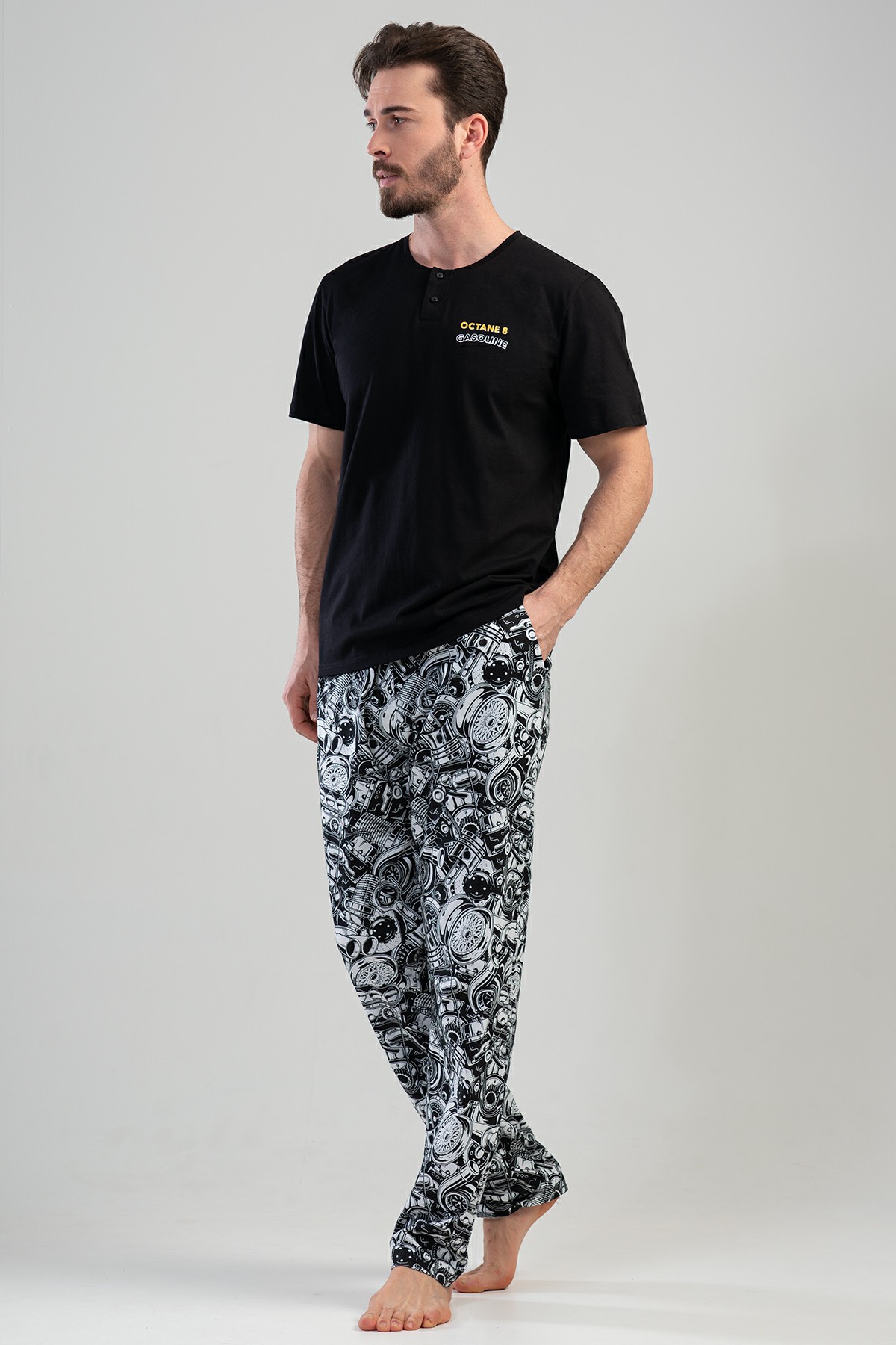 Pamuklu Erkek Kısa Kol Pijama Takım
