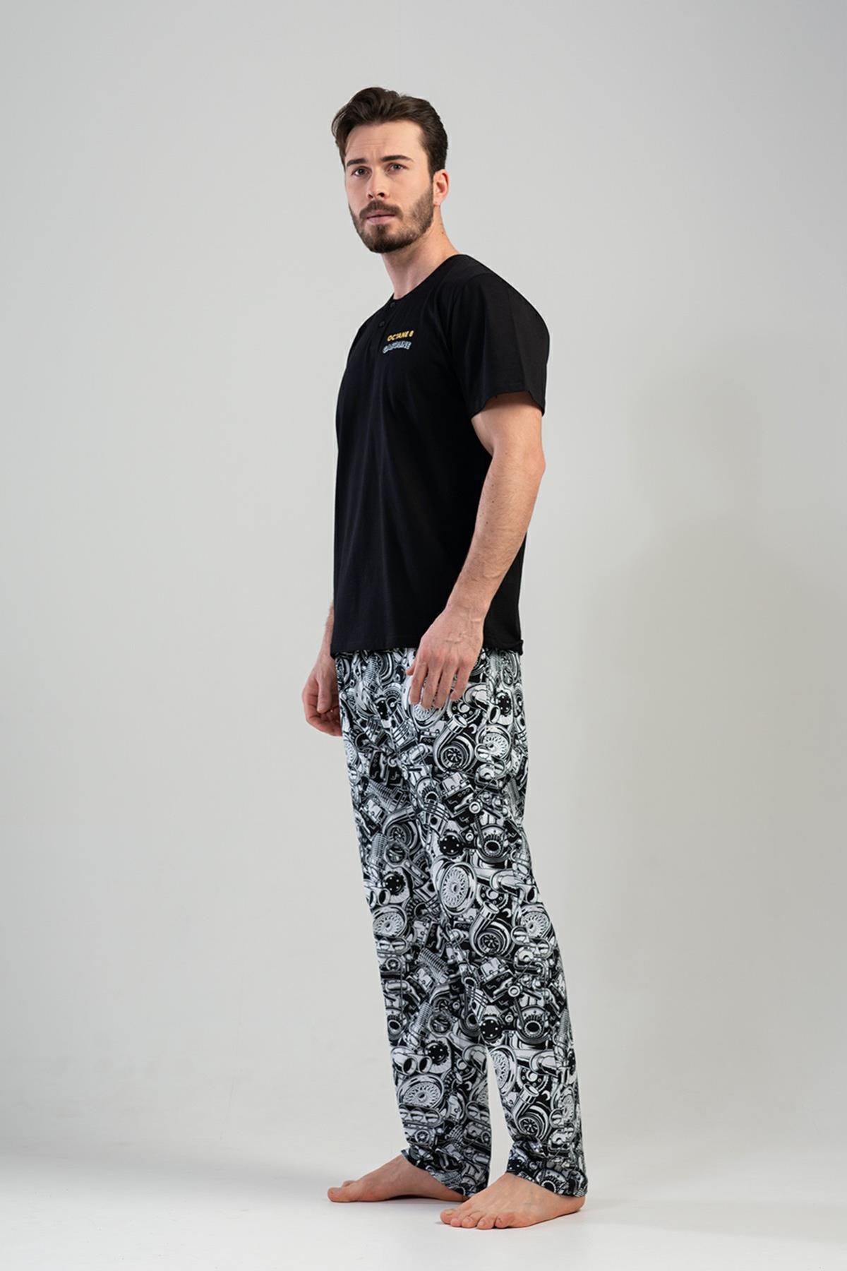 Pamuklu Erkek Kısa Kol Pijama Takım
