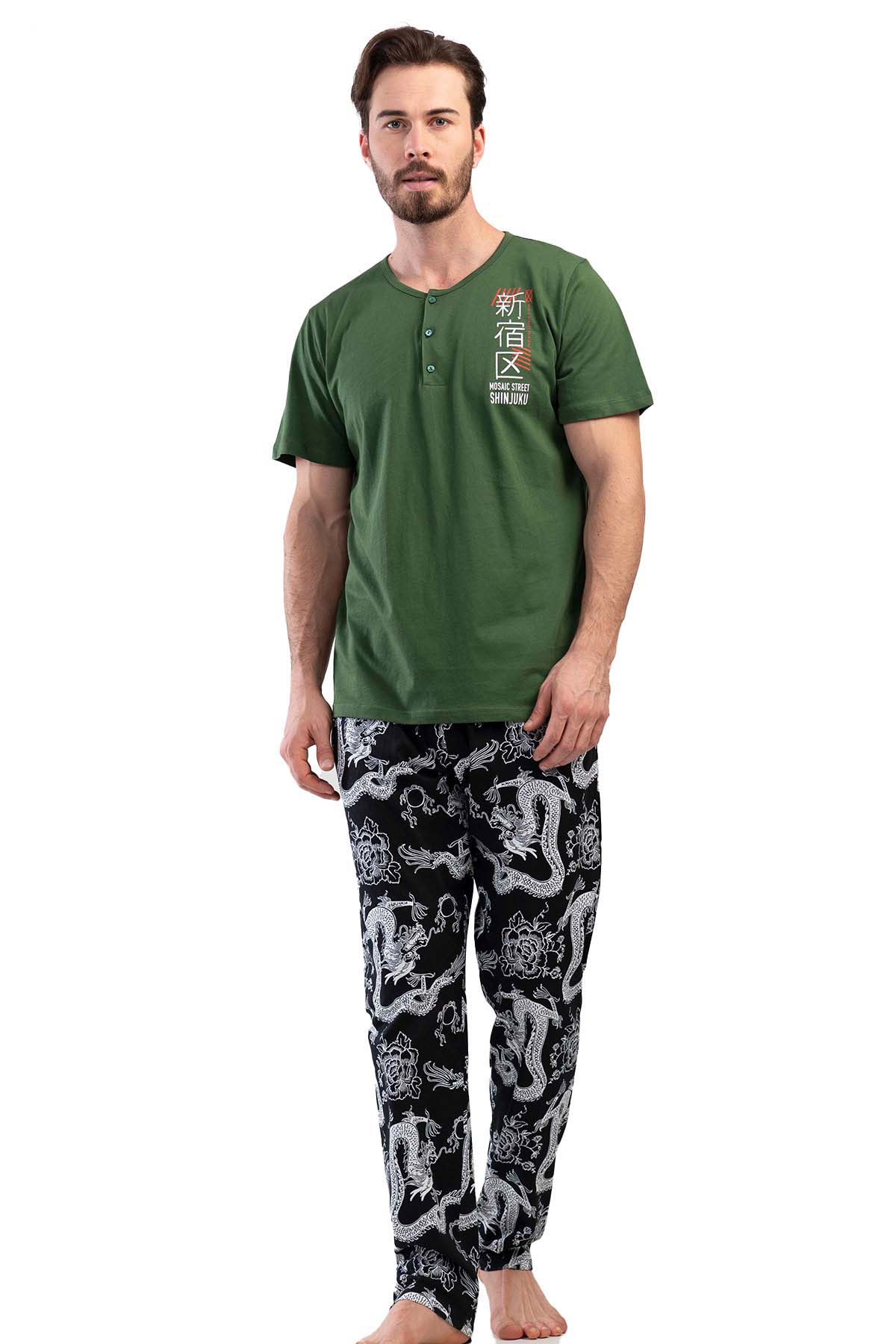 Pamuklu Erkek Kısa Kol Pijama Takım

