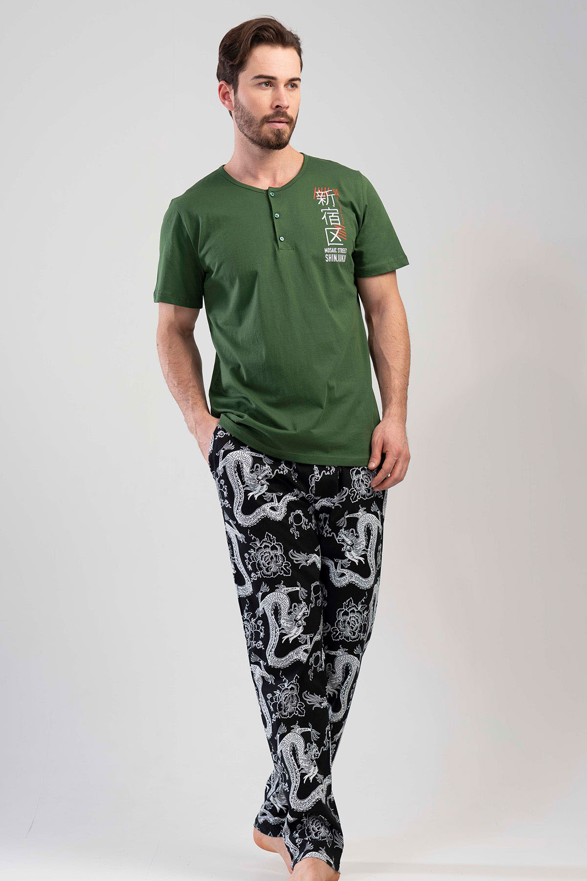 Pamuklu Erkek Kısa Kol Pijama Takım

