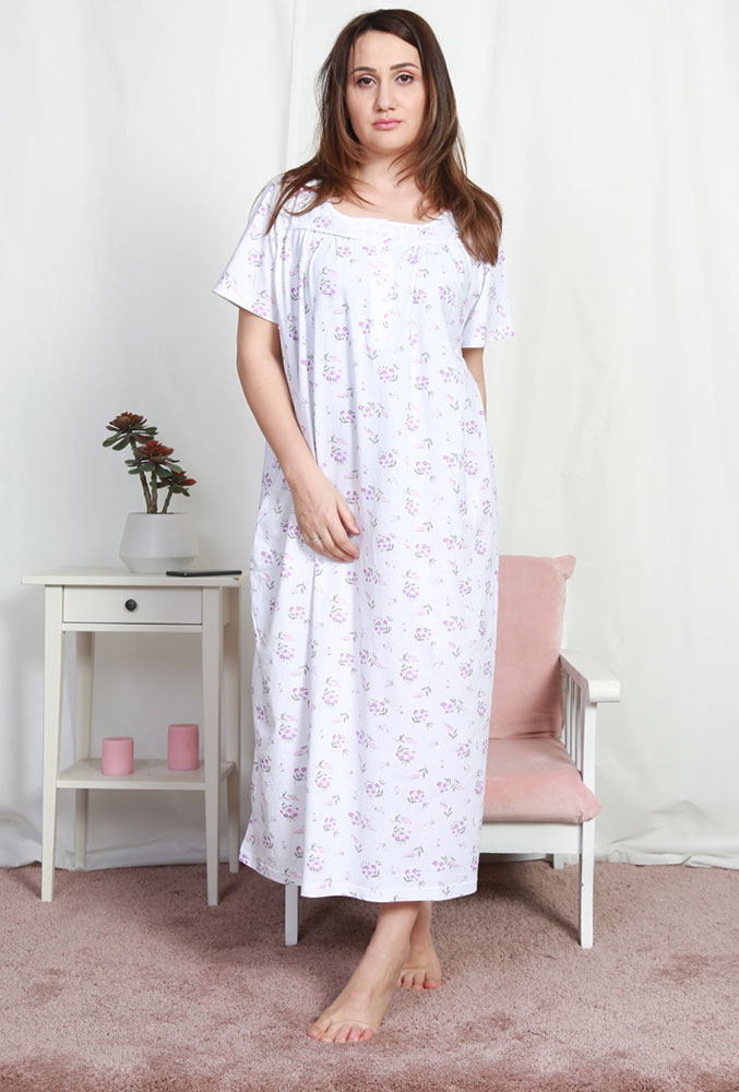 Pamuklu Kadın Büyük Beden Babaanne Gecelik
