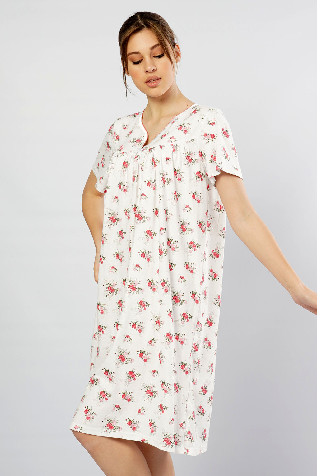 Pamuklu Babaanne Kısa Kol Kısa Gecelik
