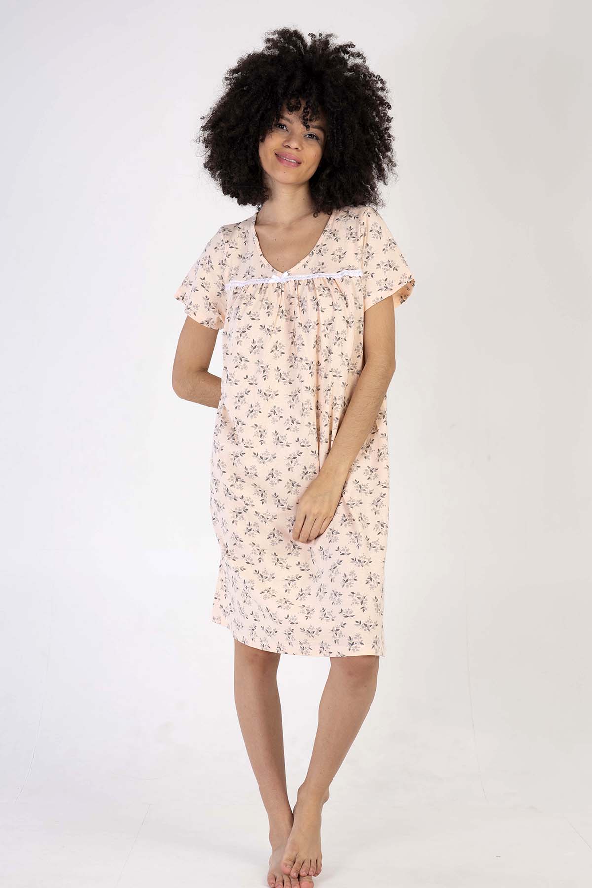 Pamuklu Kısa Kol Kısa Boy Gecelik
