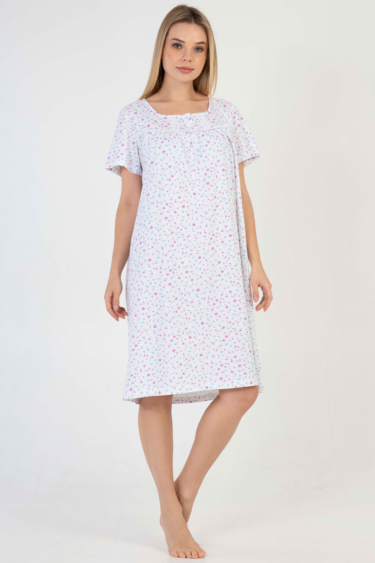 Pamuklu Kısa Kol Kısa Boy Gecelik
