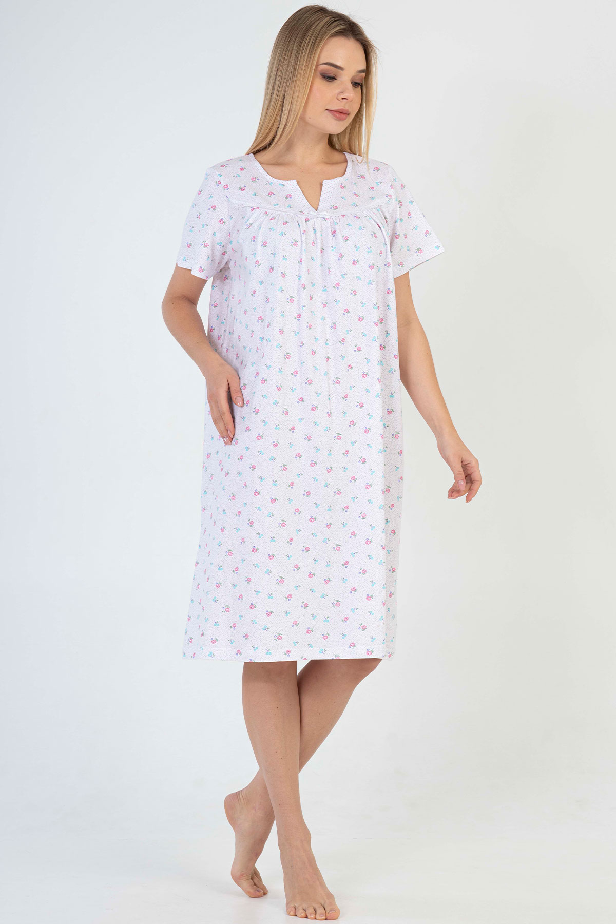 Pamuklu Kısa Kol Kısa Boy Gecelik
