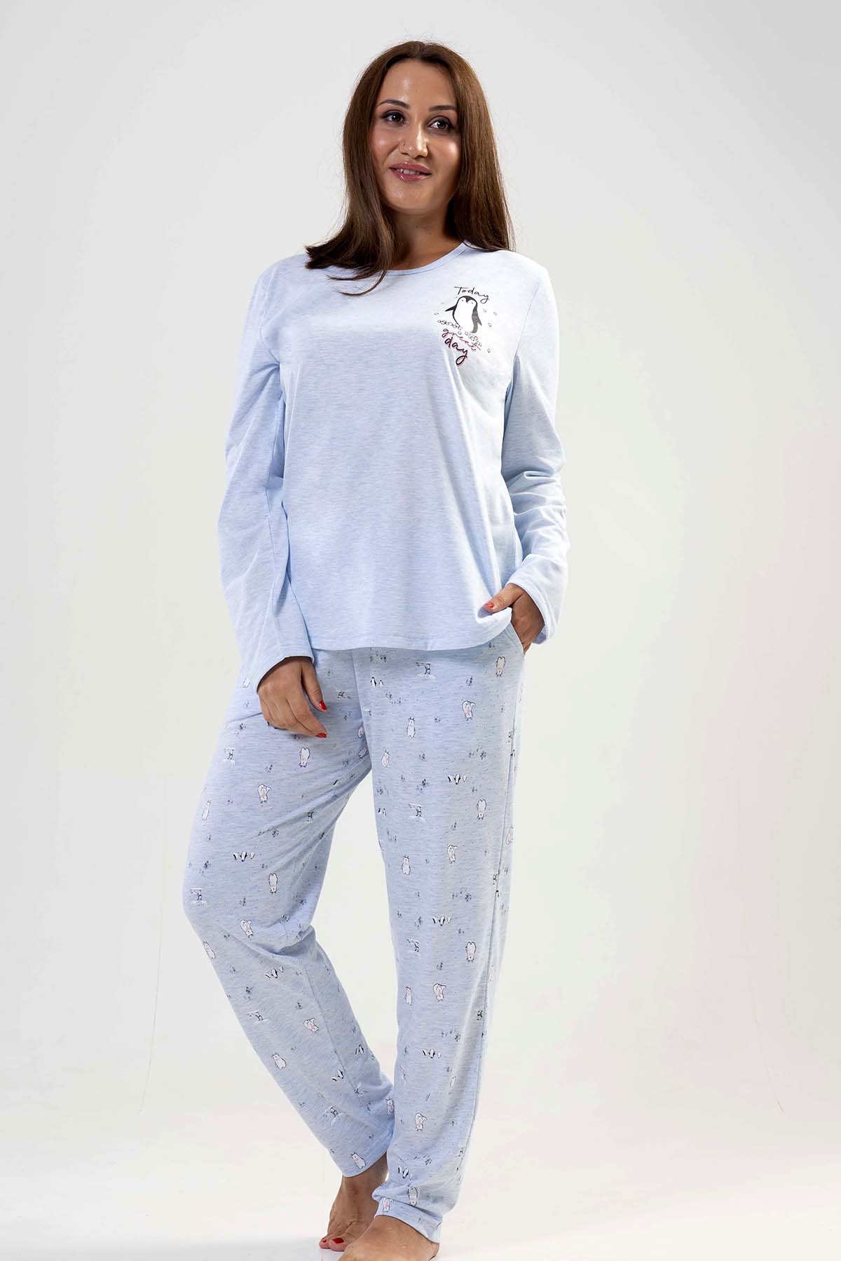 Büyük Beden Uzun Kol Pijama Takım
