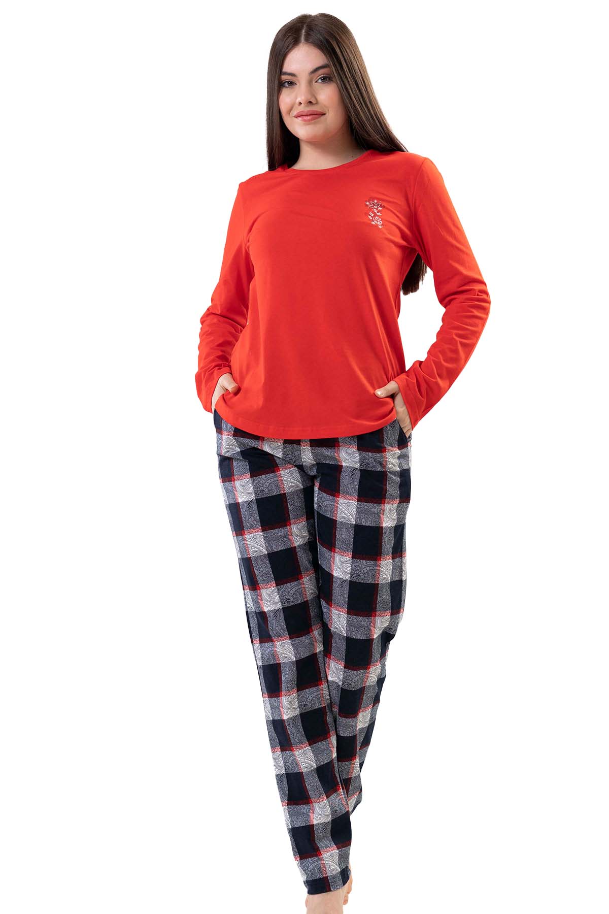 Pamuklu Uzun Kol Pijama Takım