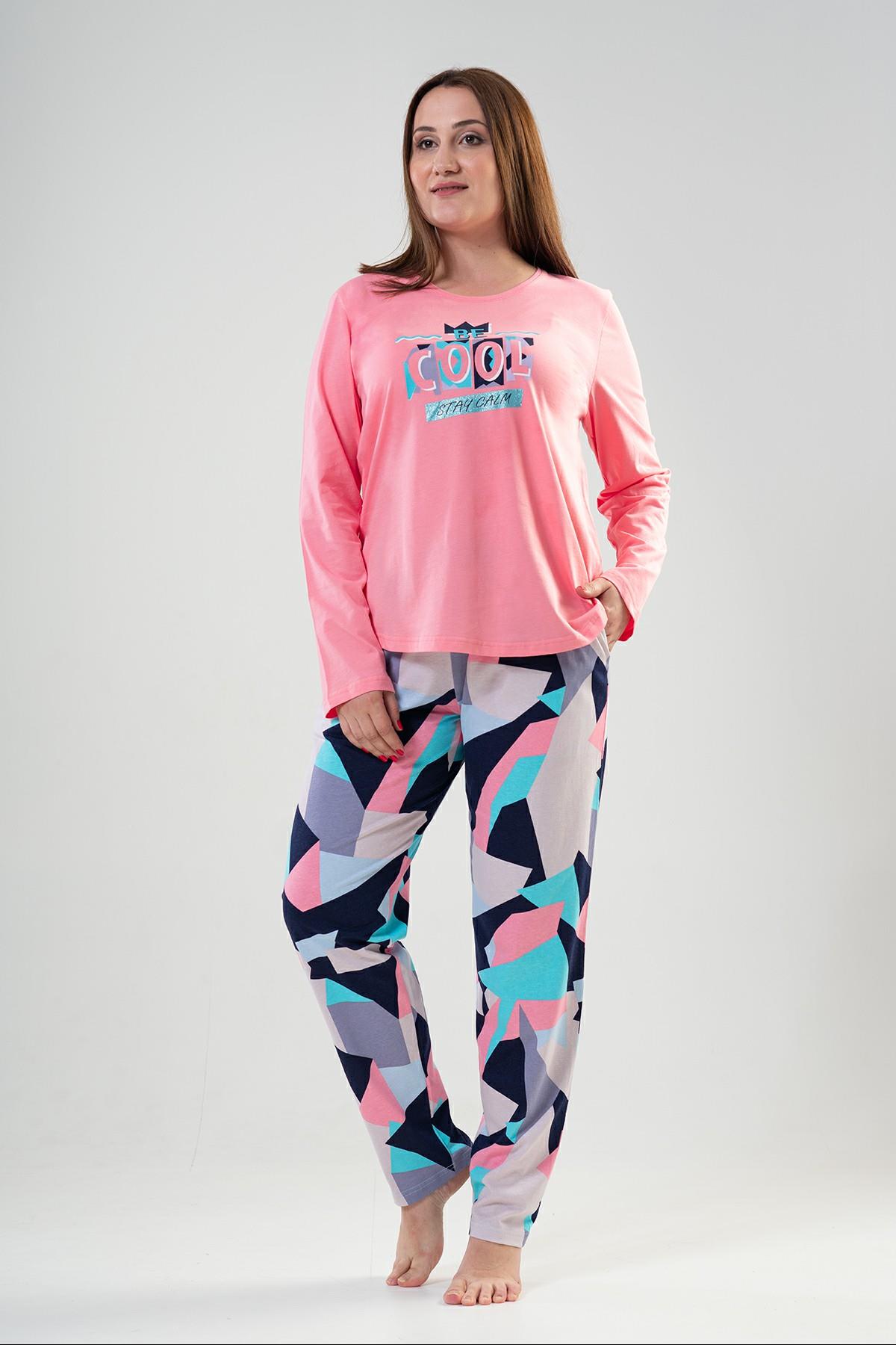 Kadın Büyük Beden Uzun Kol Pijama Takım
