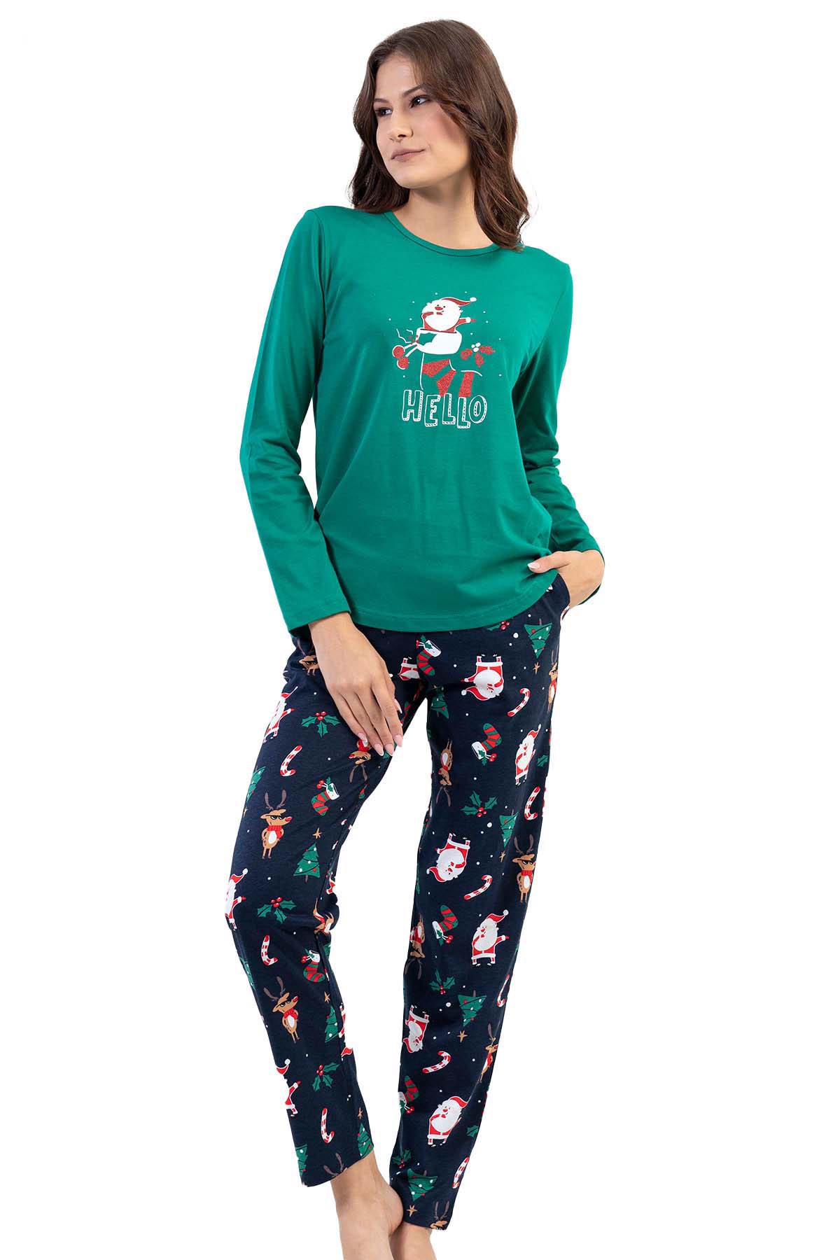 Pamuklu Kadın Uzun Kol Pijama Takım