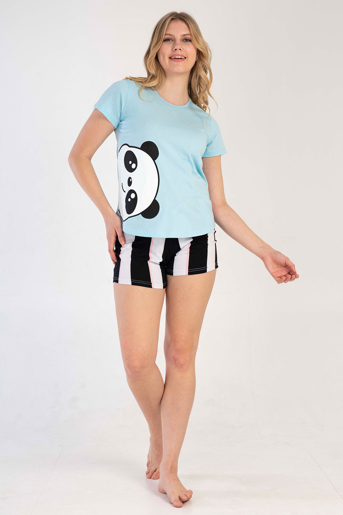 Pamuklu Kadın Kısa Kol Şortlu Pijama Takım
