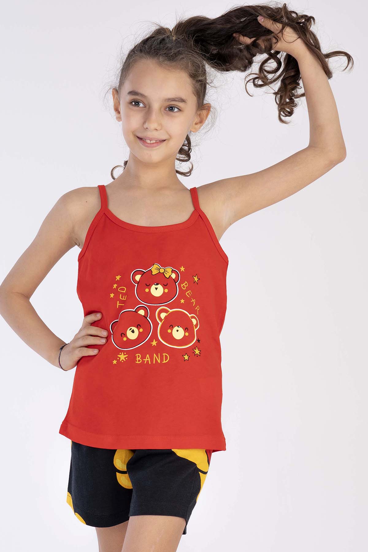 Pamuklu Kız Çocuk Ip Askılı Şortlu Pijama Takım

