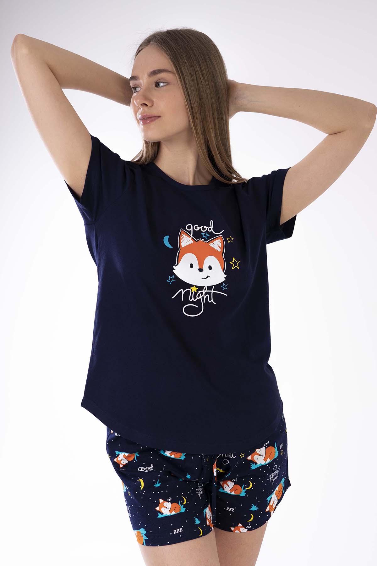 Pamuklu Kadın Kısa Kol Şortlu Pijama Takım
