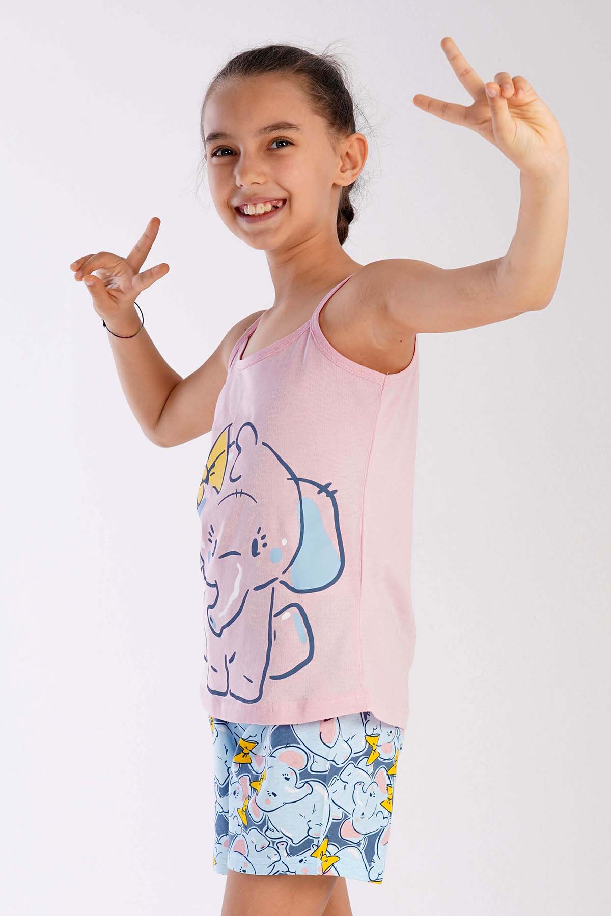 Pamuklu Kız Çocuk Ip Askılı Şortlu Pijama Takım
