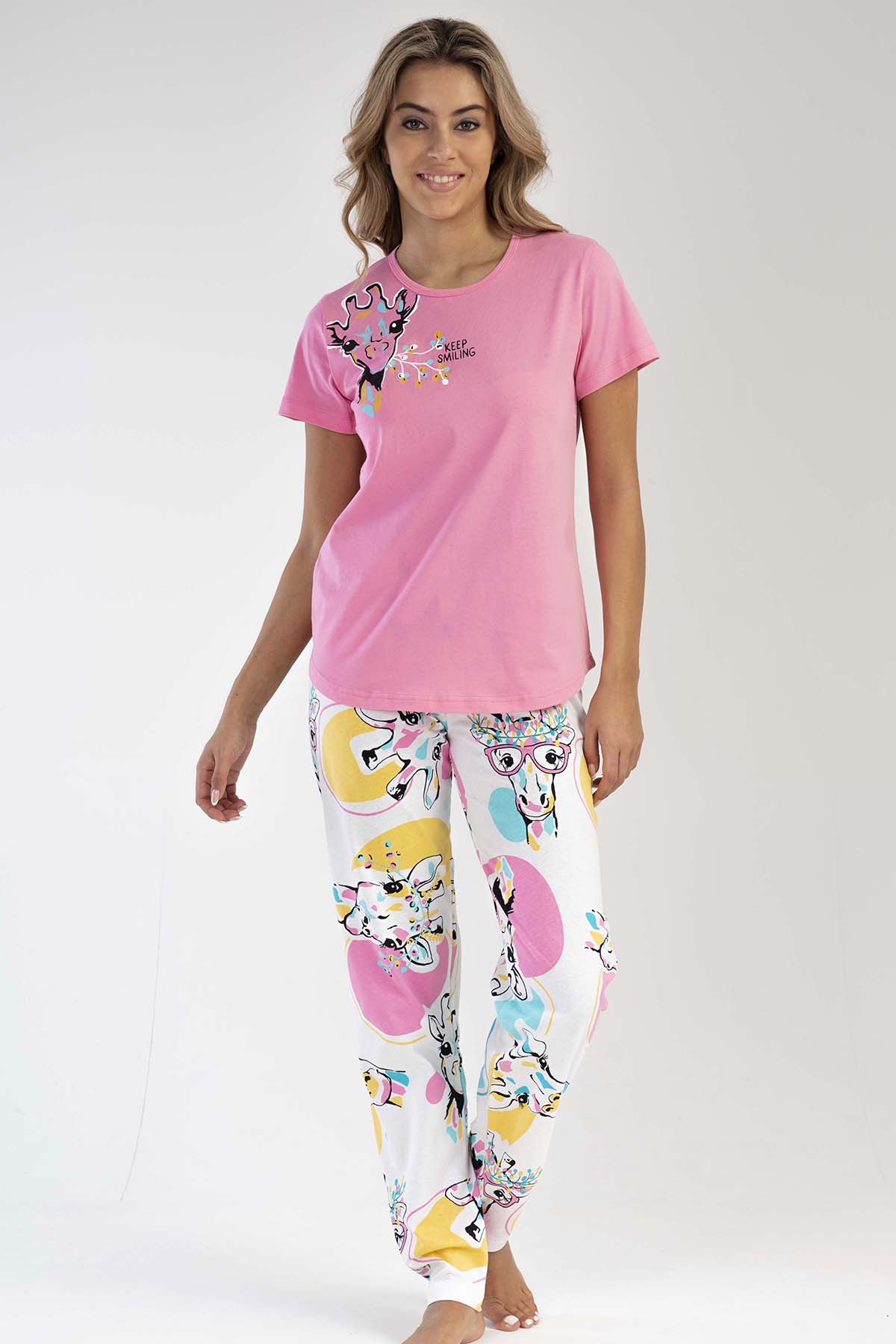 Pamuklu Kadın Kısa Kol Pijama Takım
