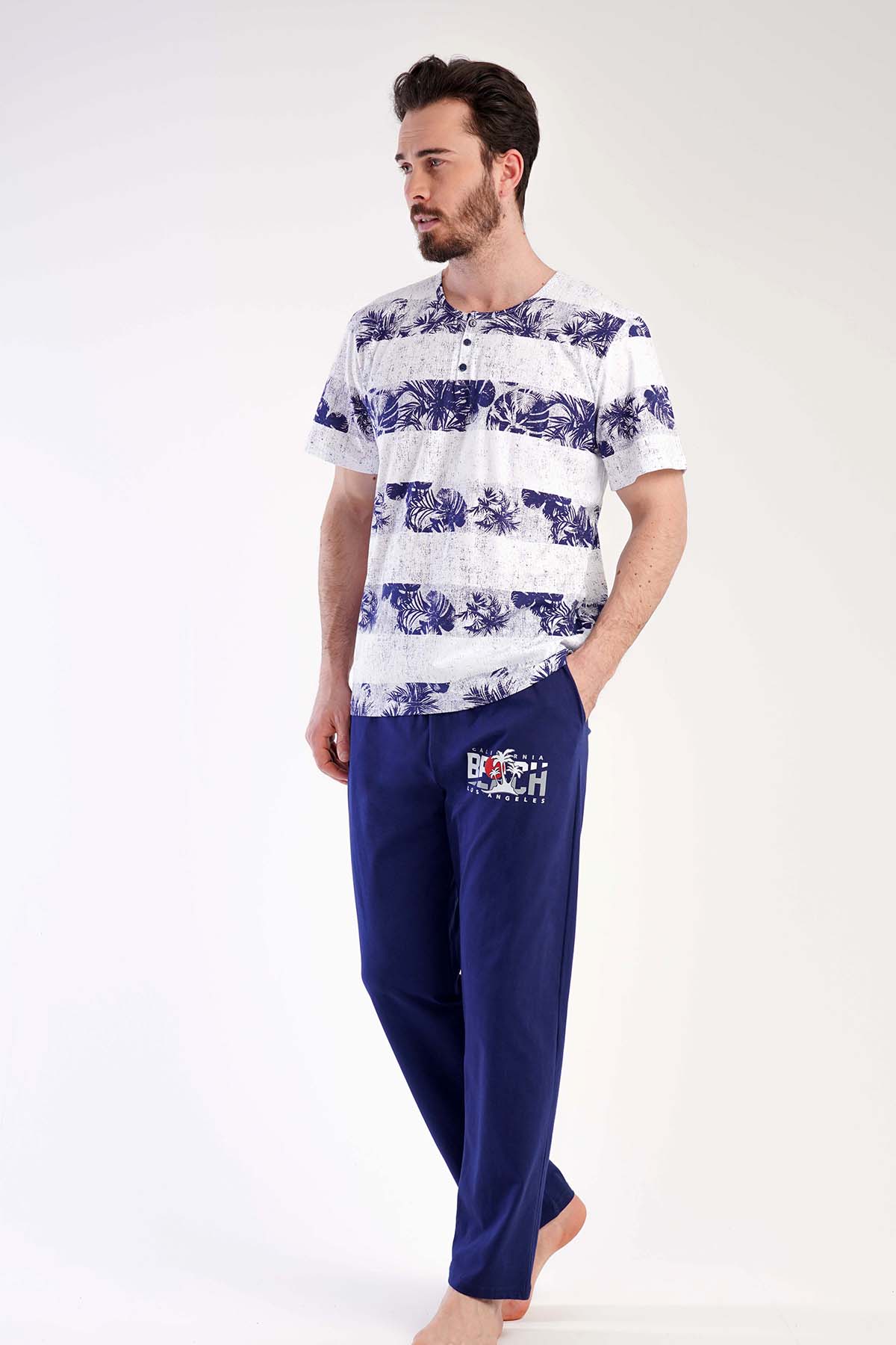 Pamuklu Erkek Büyük Beden Kısa Kol Pijama Takım
