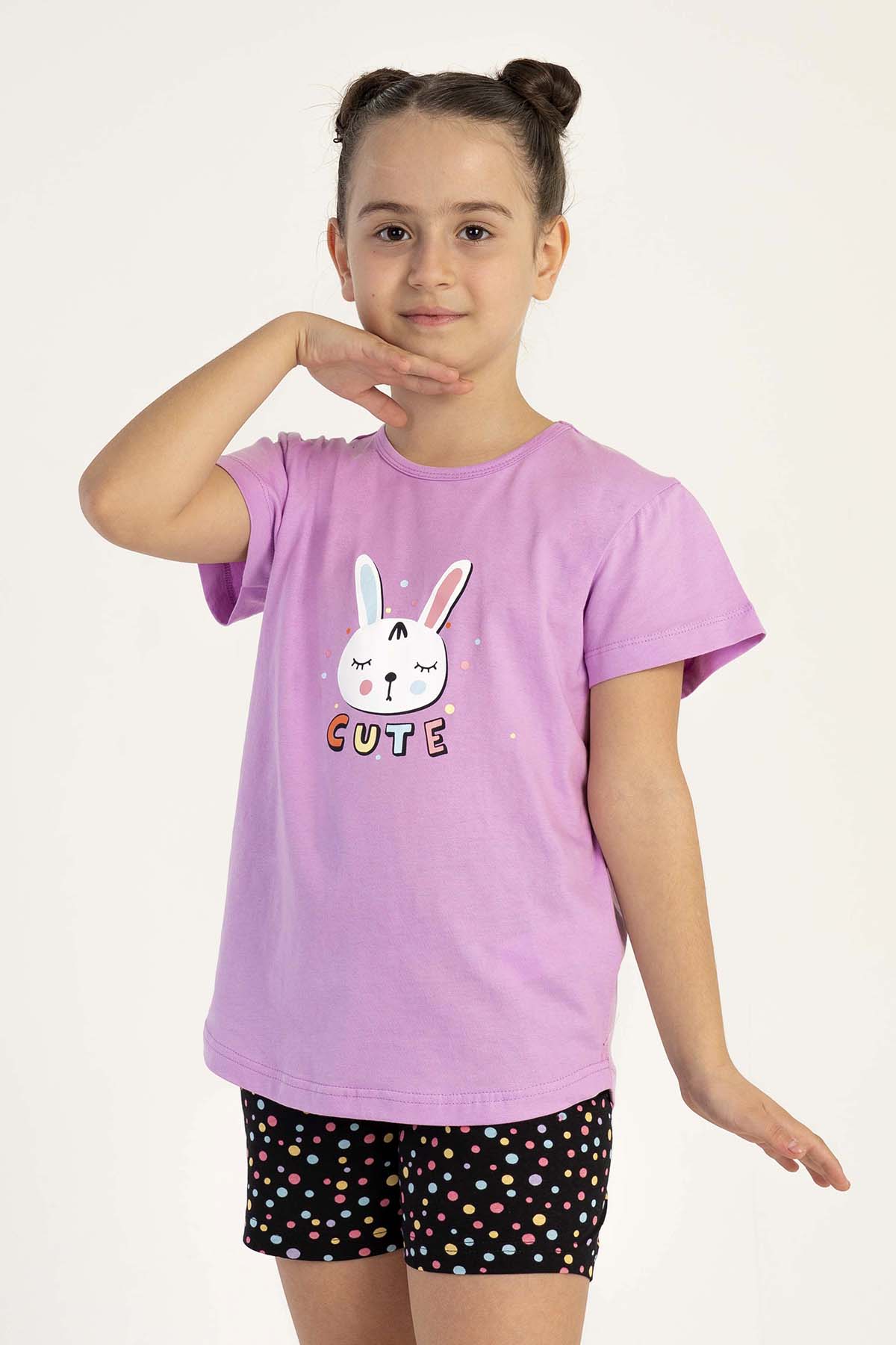 Pamuklu Kız Çocuk Kısa Kol Şortlu Pijama Takım
