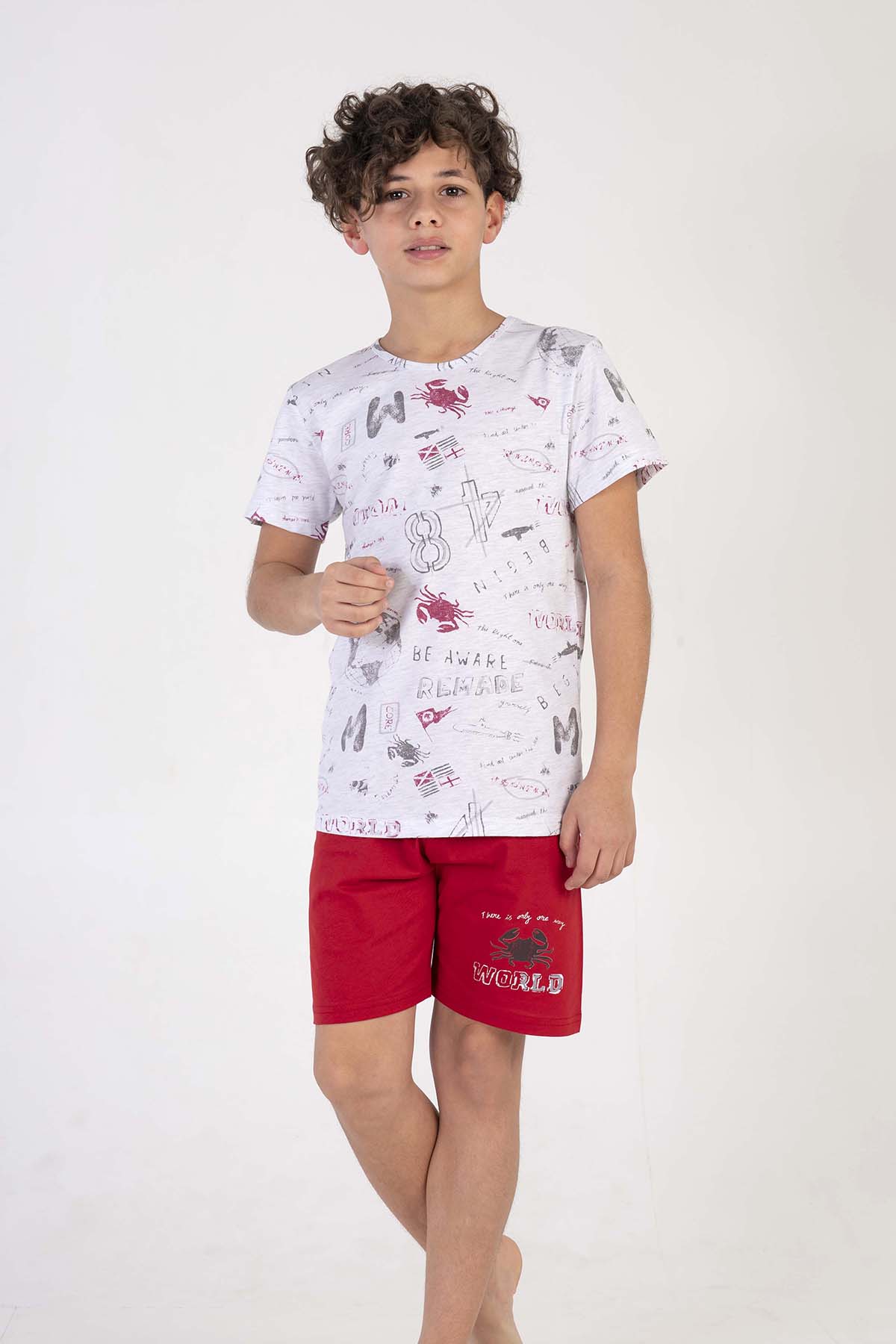 Erkek Çocuk Kısa Kol Şortlu Pijama Takım
