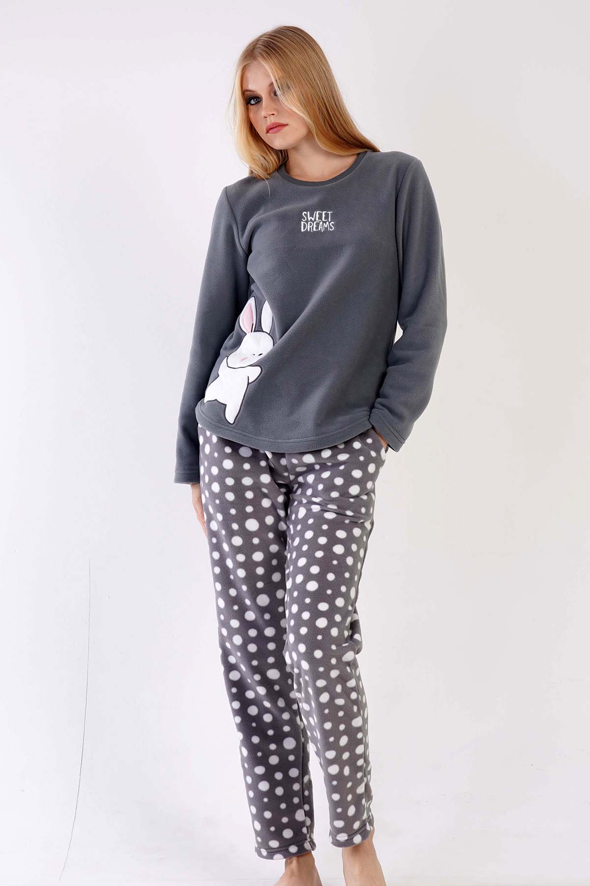 Kadın Polar Uzun Kol Pijama Takım
