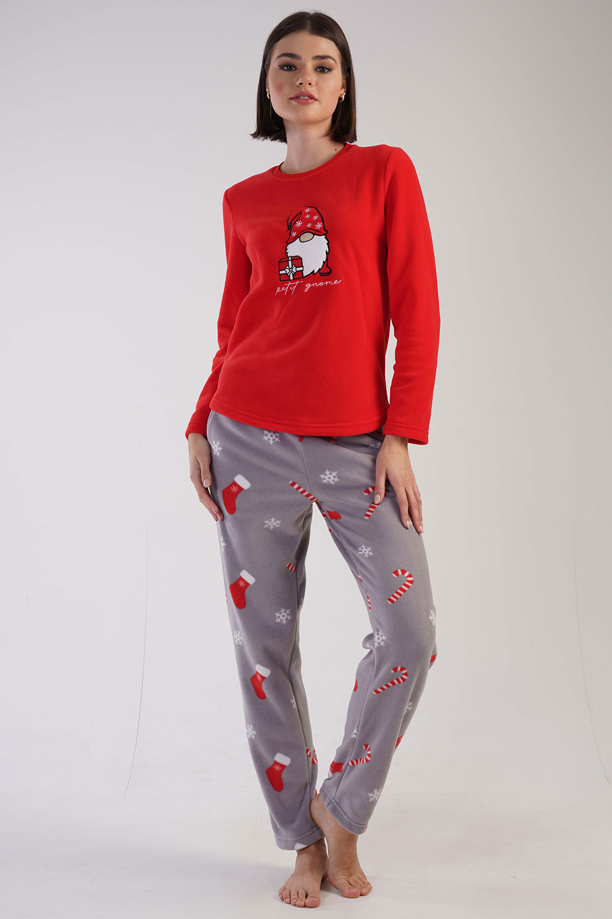 Kadın Polar Uzun Kol Pijama Takım
