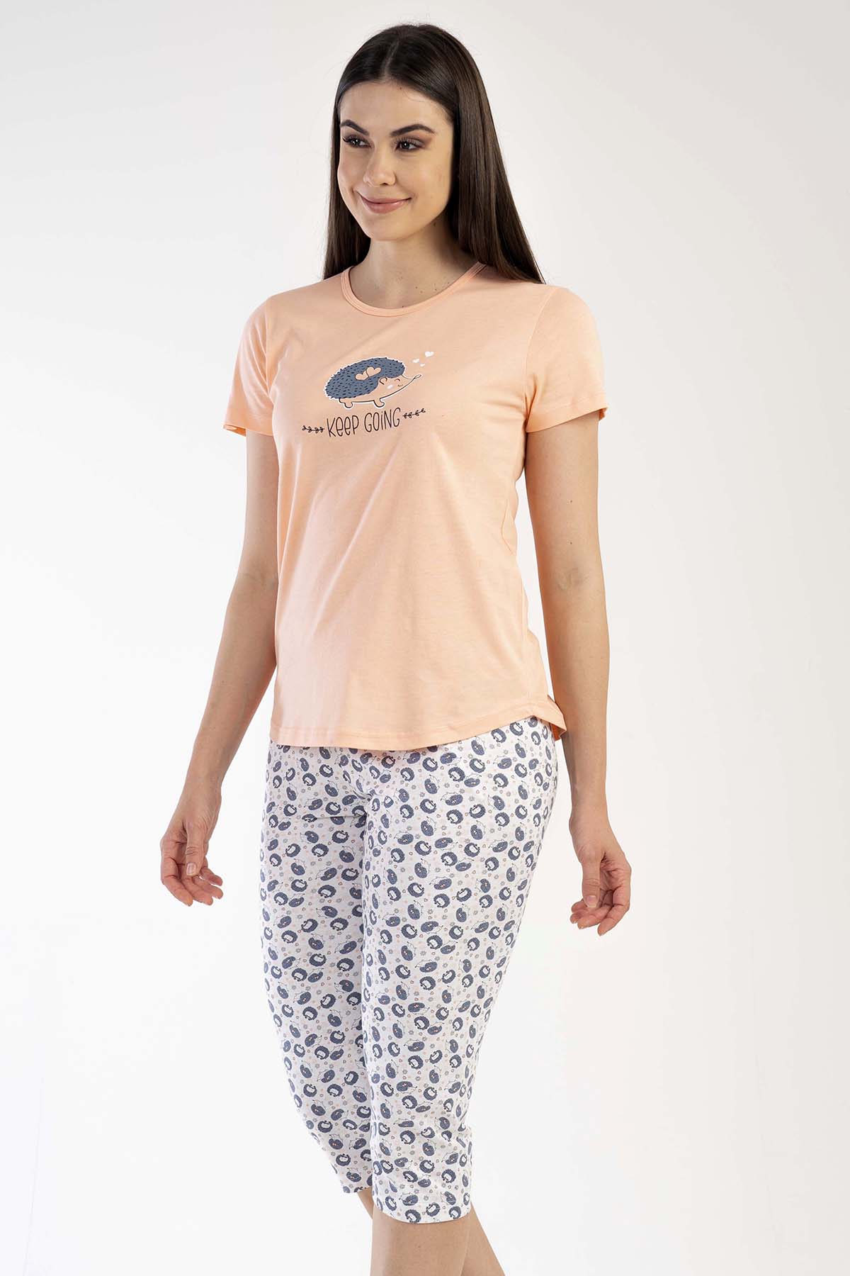 Pamuklu Kadın Kısa Kol I Kaprili Pijama Takım
