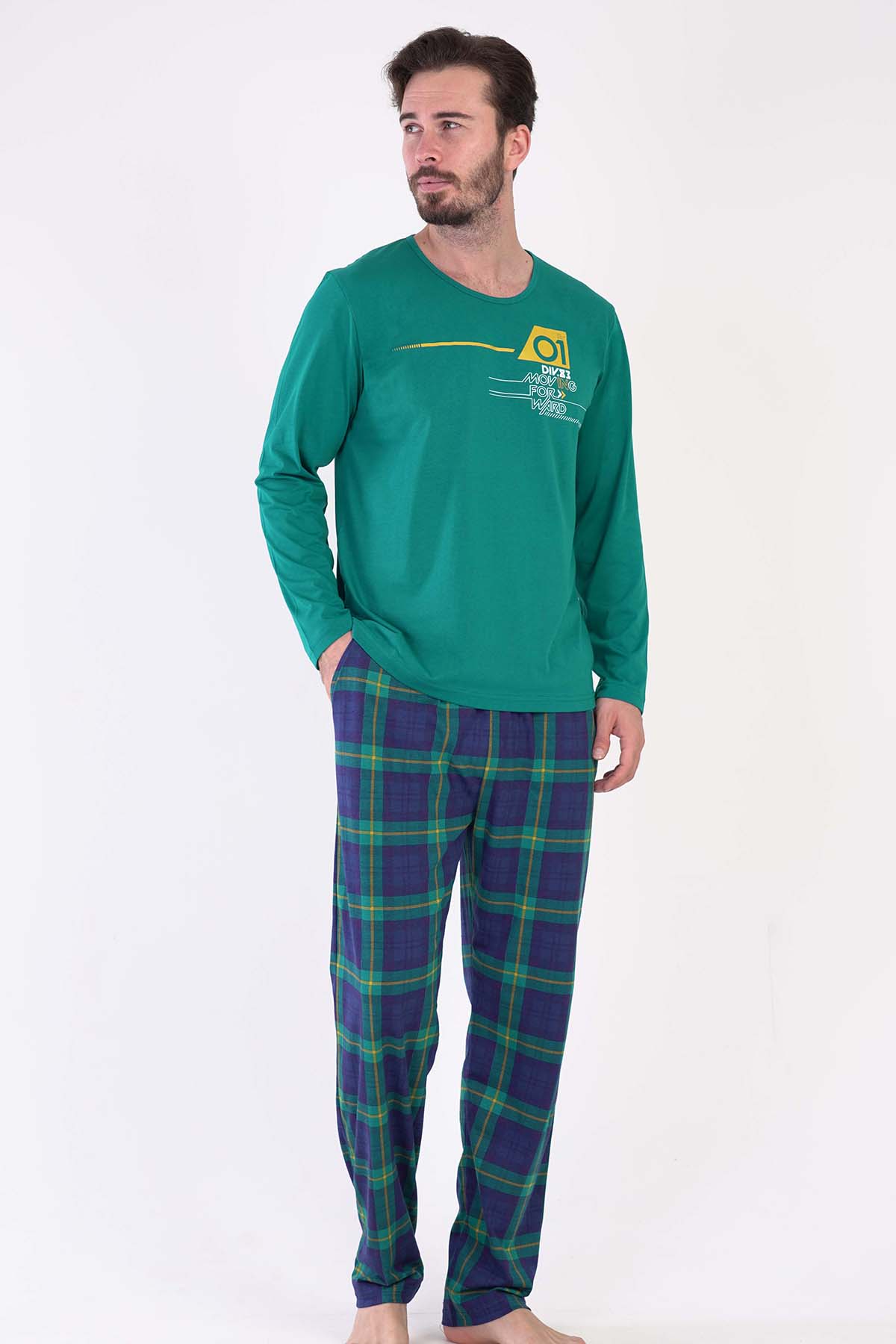 Pamuklu Erkek Uzun Kol Pijama Takım
