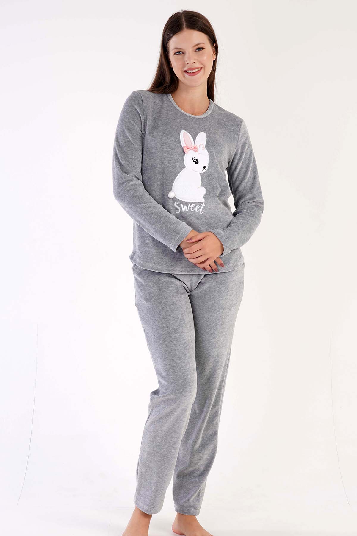 Kadın Kadifeuzun Kol Pijama Takım
