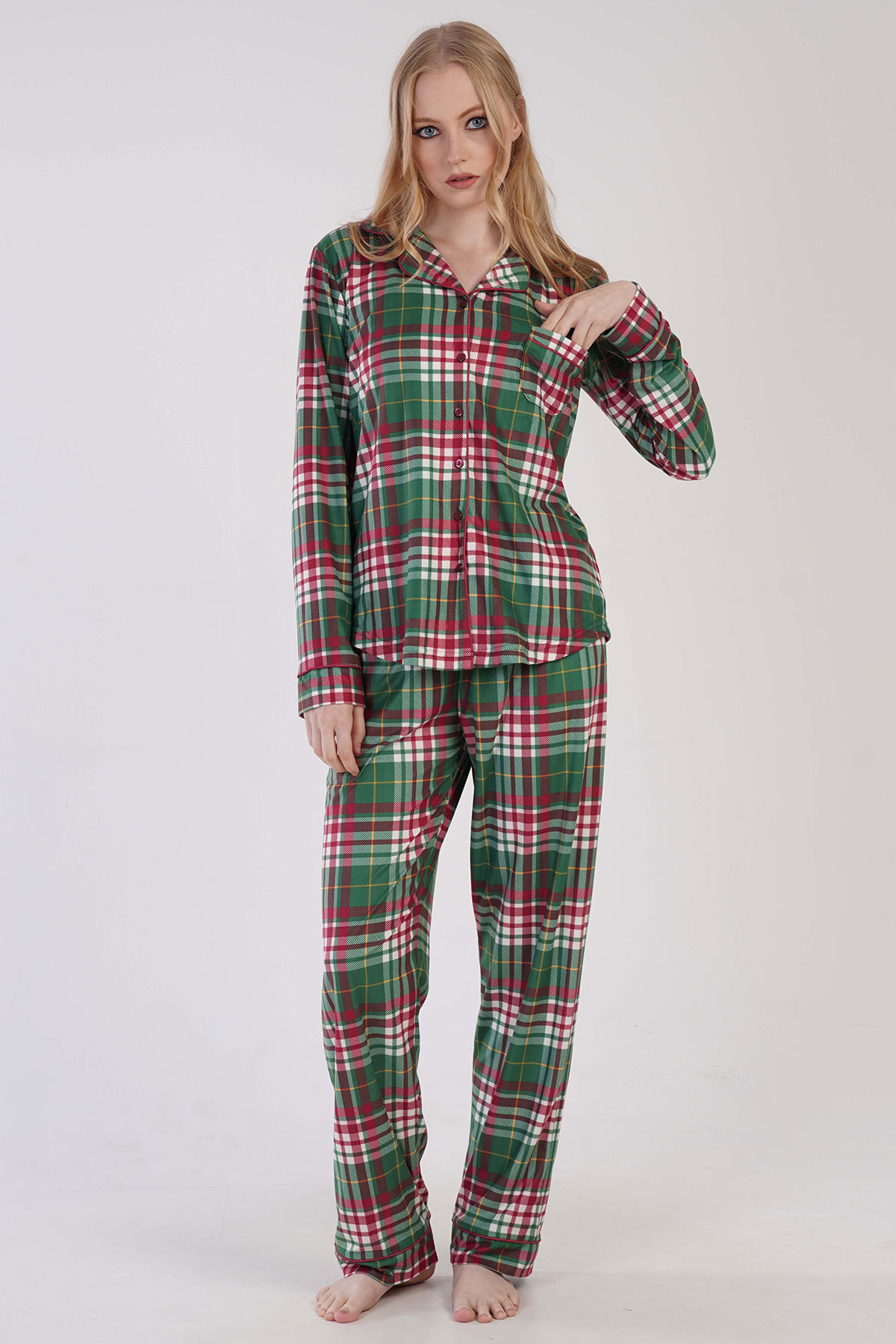 Kadın Mıcrowelsoft Marla Tamamı Düğmeli Uzun Kol Pijama Takım
