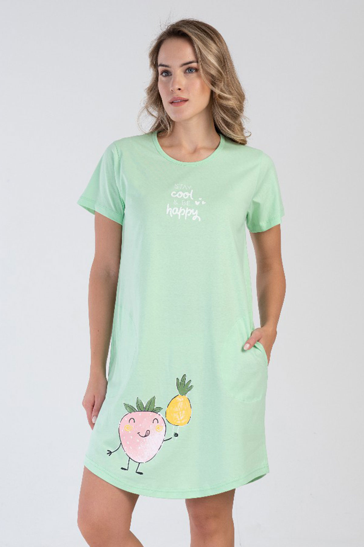 Pamuklu Kadın Kısa Kol Gecelik
