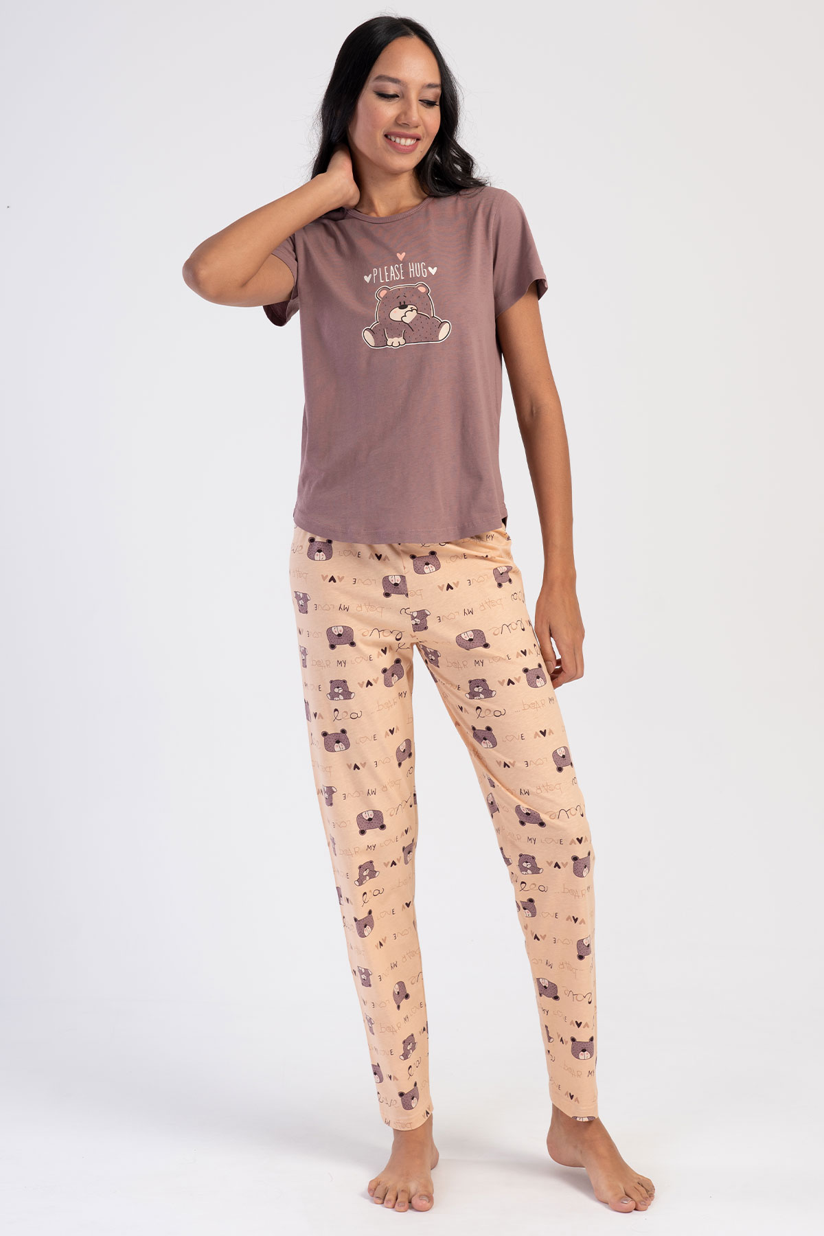 Pamuklu Kadın Kısa Kol Pijama Takım
