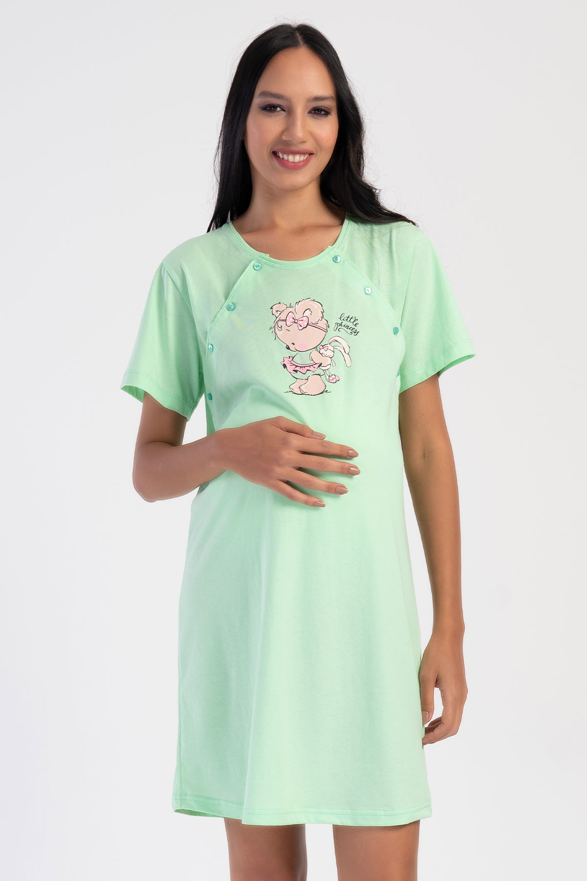 Pamuklu Kadın Kısa Kol Hamile gecelik
