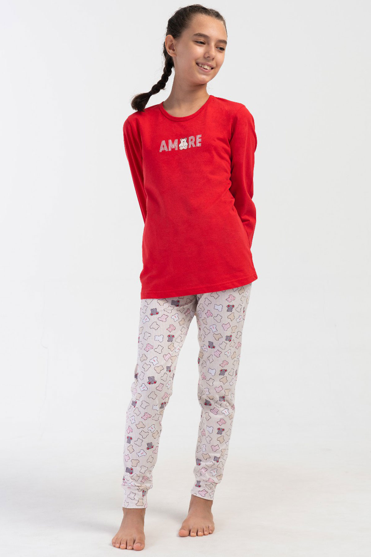 Pamuklu Kız Çocuk Uzun Kol Pijama Takım(9-10/15-16)
