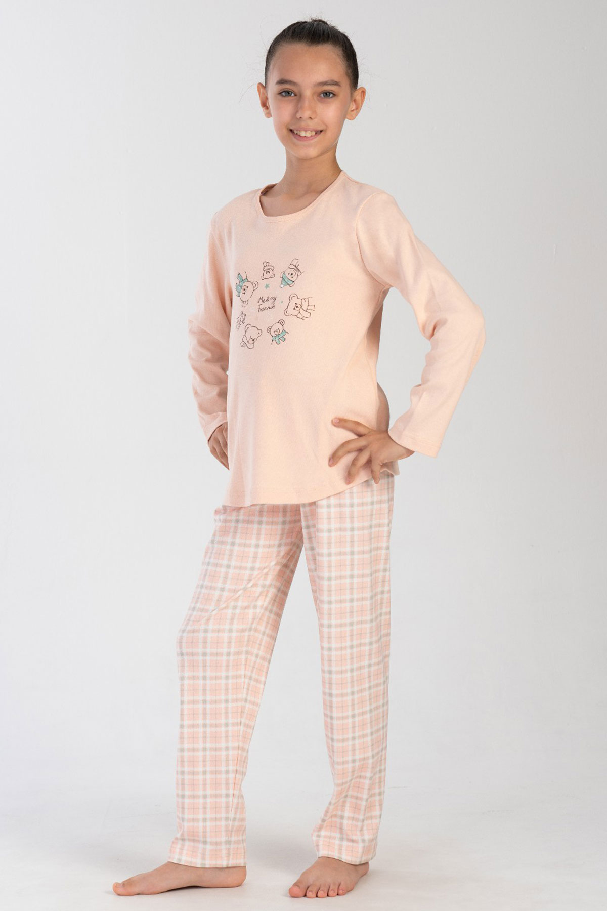 Pamuklu Kız Çocukinterlok Uzun Kol Pijama Takım(9-10/15-16)
