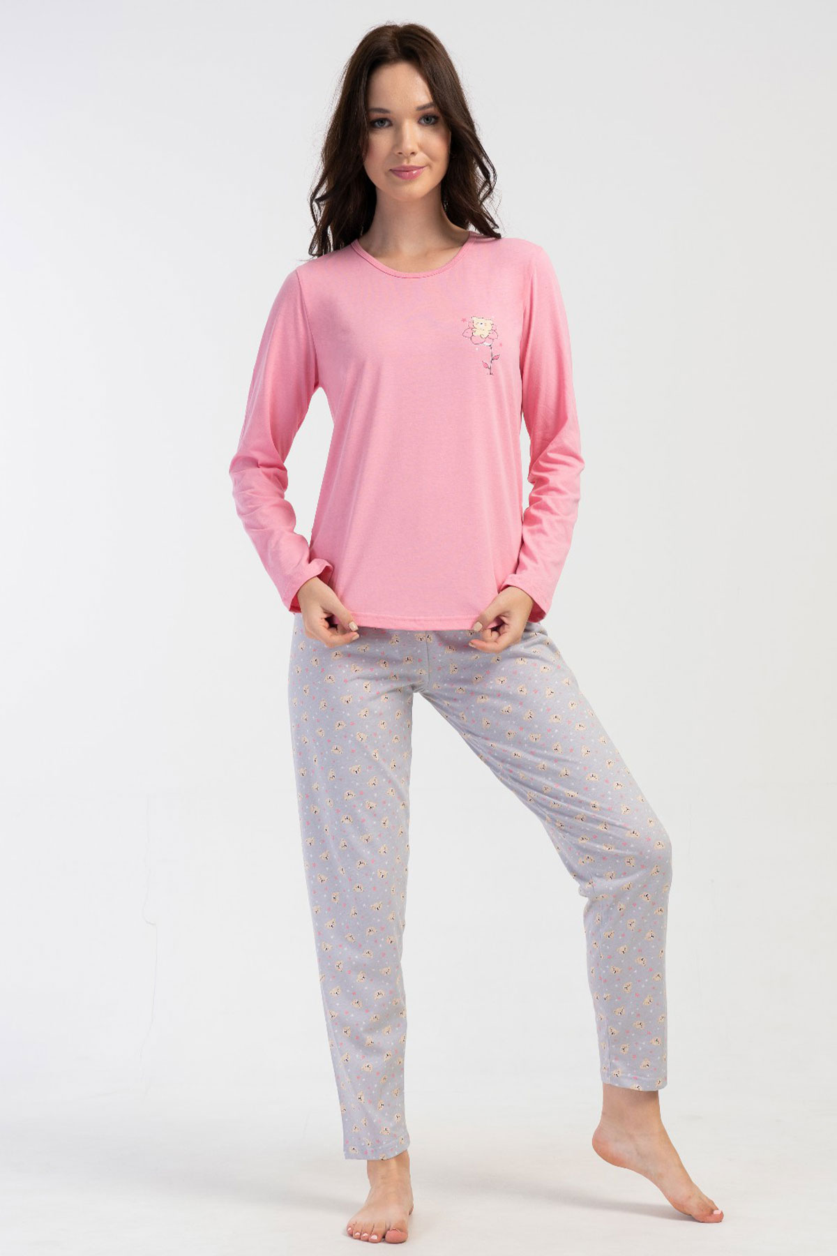 Pamuklu Kadın Uzun Kol Pijama Takım
