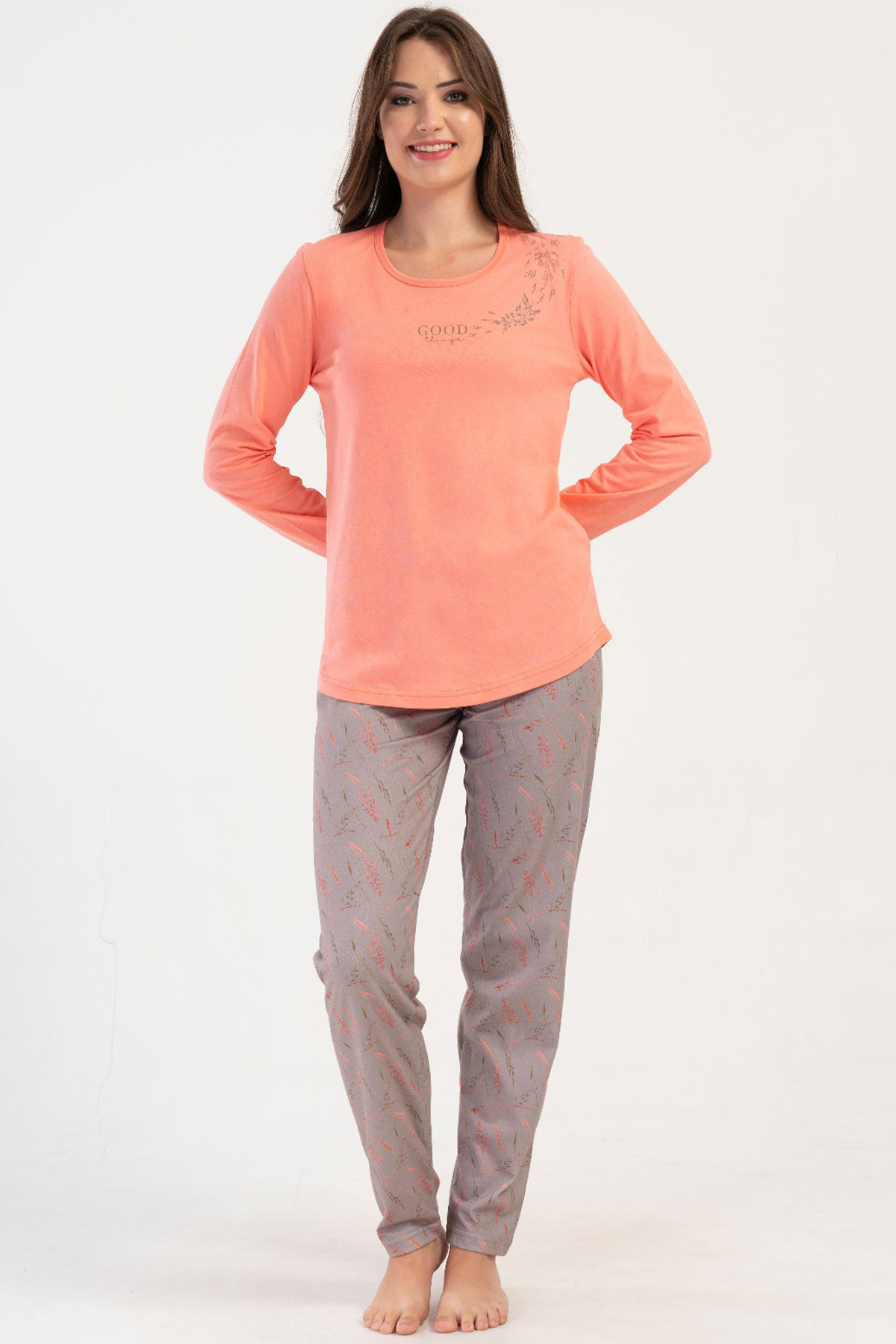 Pamuklu Kadın Uzun Kol Pijama Takım
