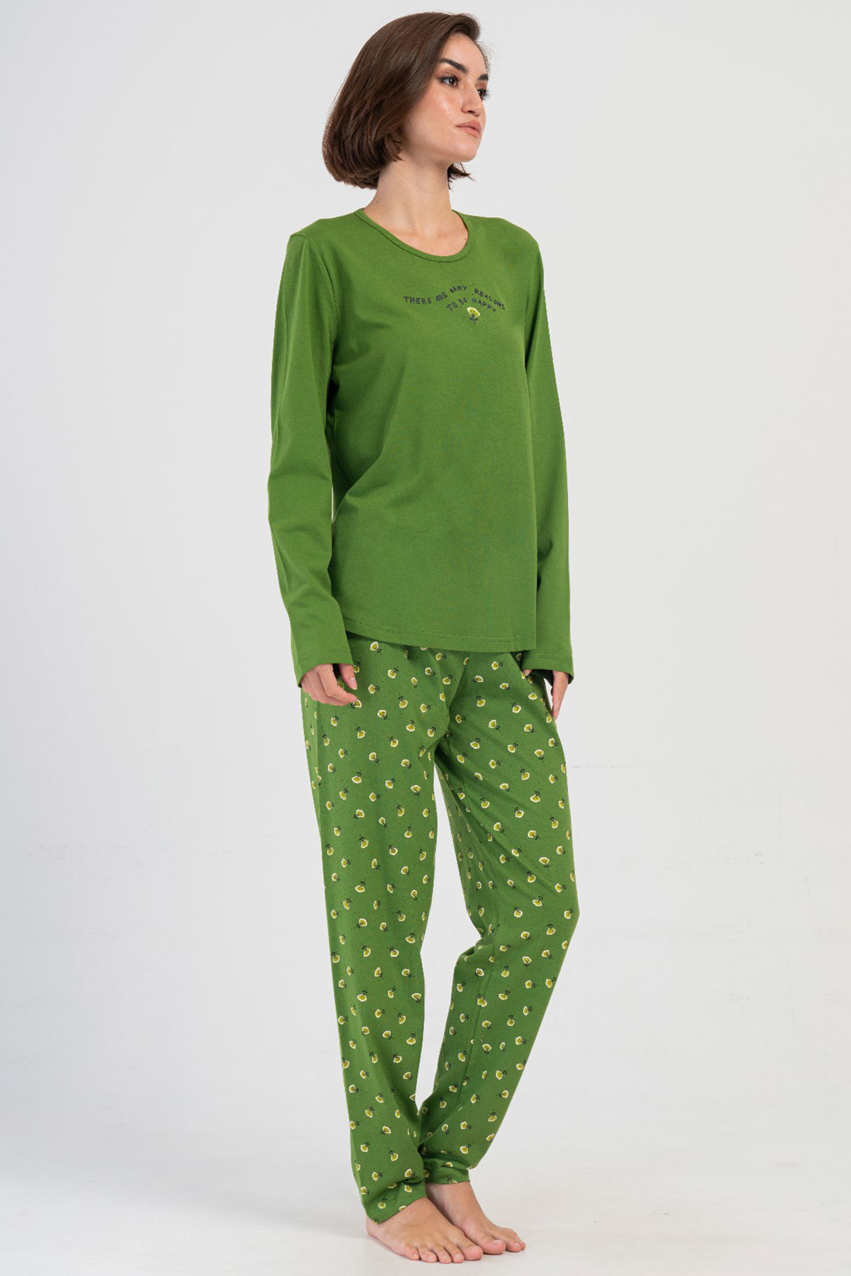 Pamuklu Kadın Büyük Beden Uzun Kol Pijama Takım

