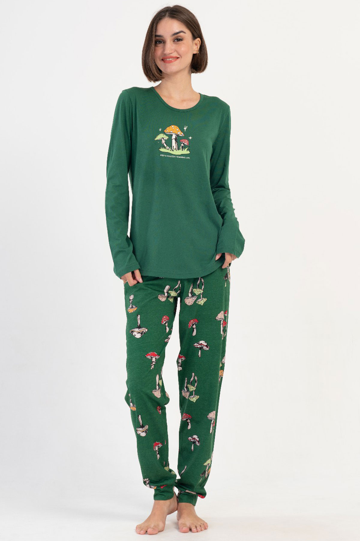 Pamuklu Kadın Uzun Kol Pijama Takım
