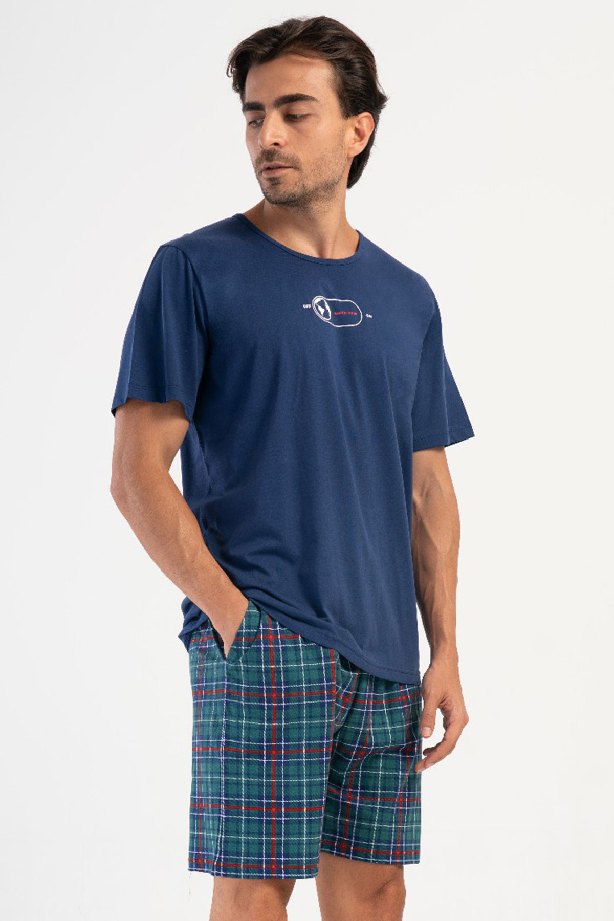 Pamuklu Erkek Kısa Kol Şortlu Pijama Takım
