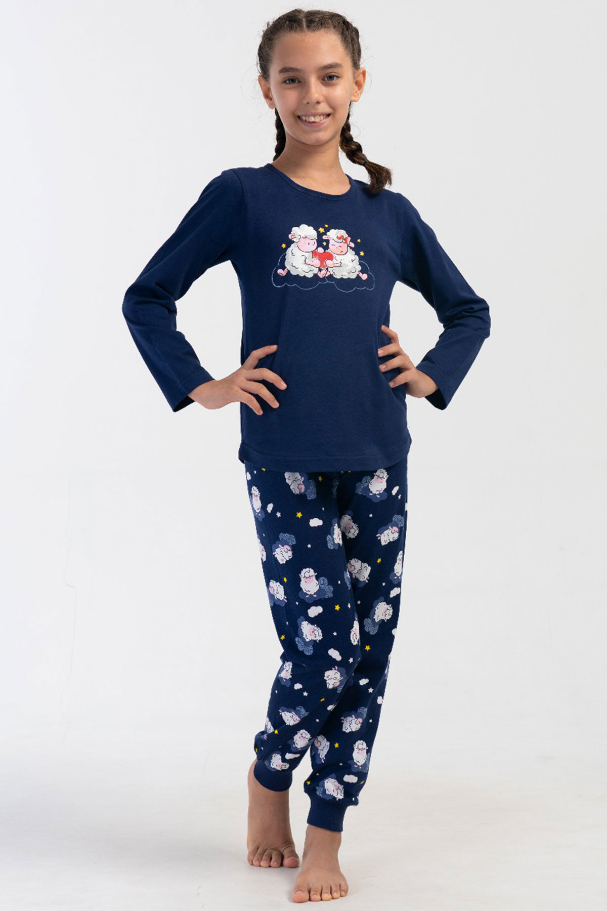 Pamuklu Kız Çocuk Uzun Kol Pijama Takım(9-10/15-16)
