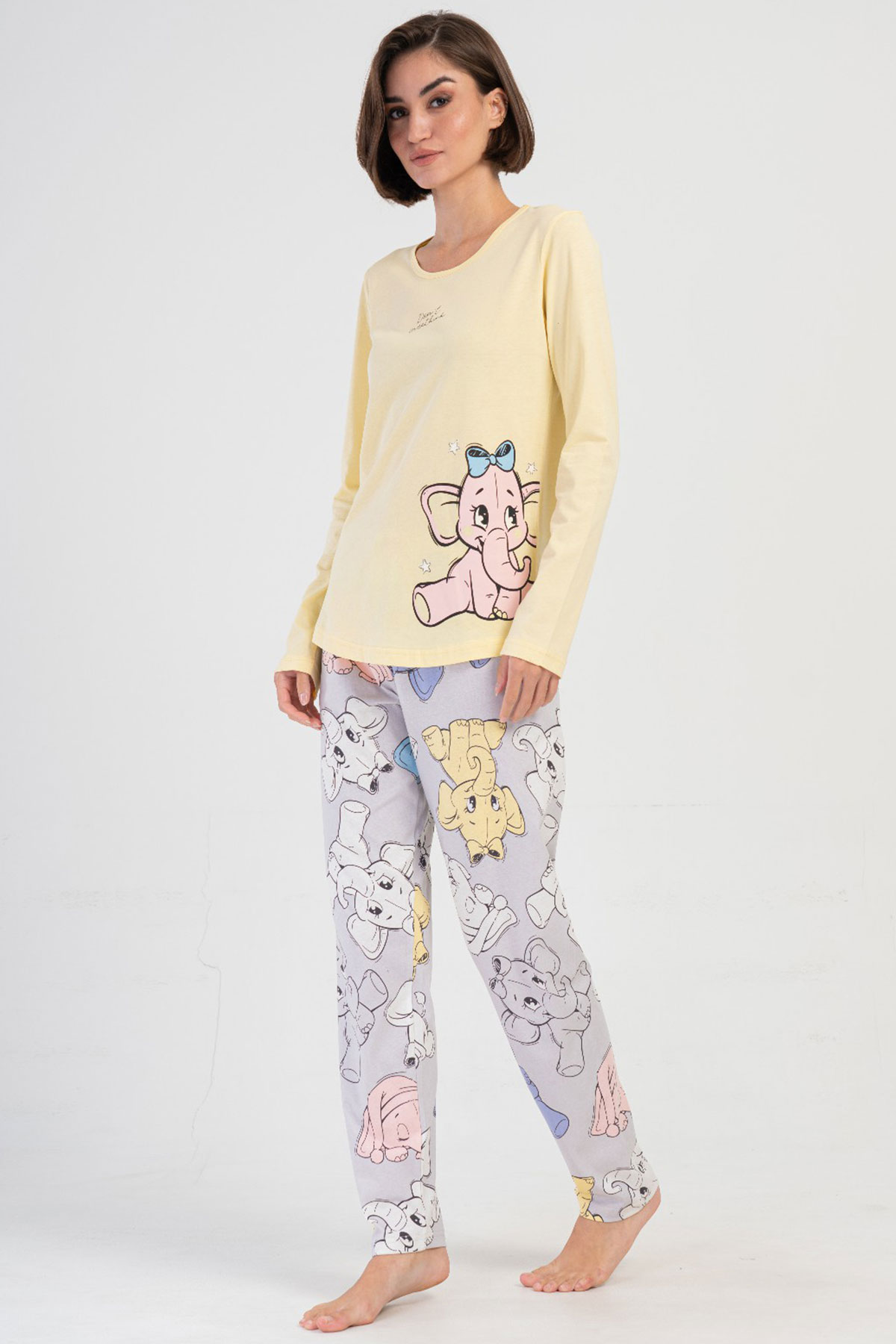 Pamuklu Kadın Uzun Kol Pijama Takım
