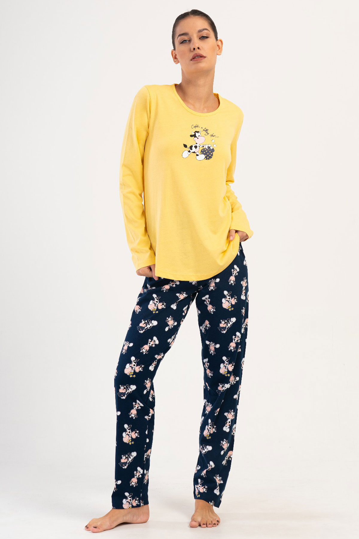 Pamuklu Kadın Uzun Kol Pijama Takım

