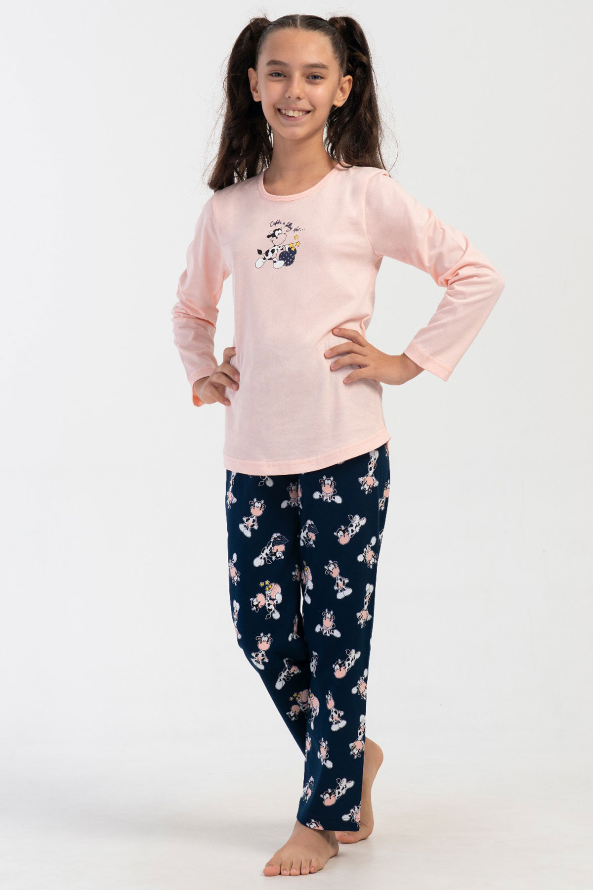 Pamuklu Kız Çocuk Uzun Kol Pijama Takım(3-4/7-8)
