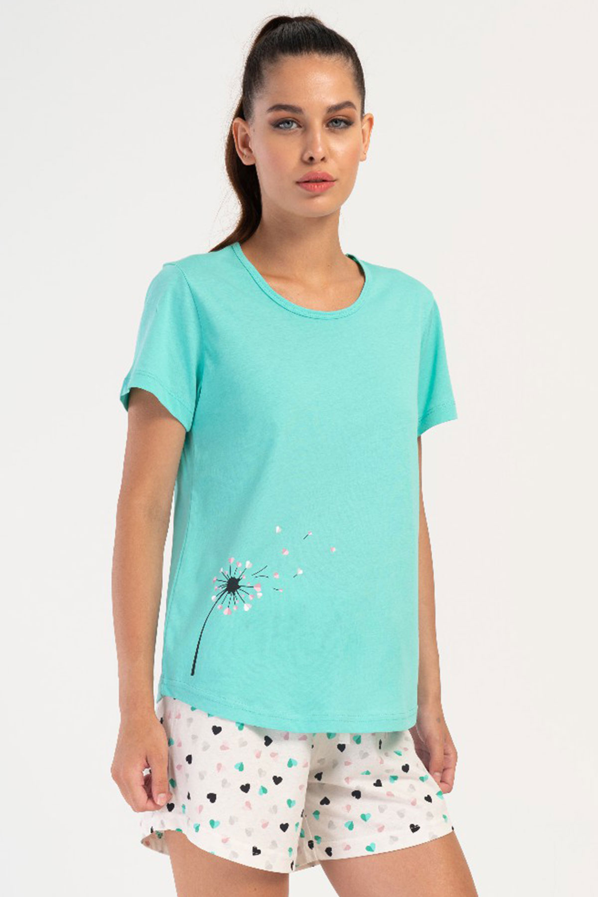 Pamuklu Kadın Kısa Kol Şortlu Pijama Takım
