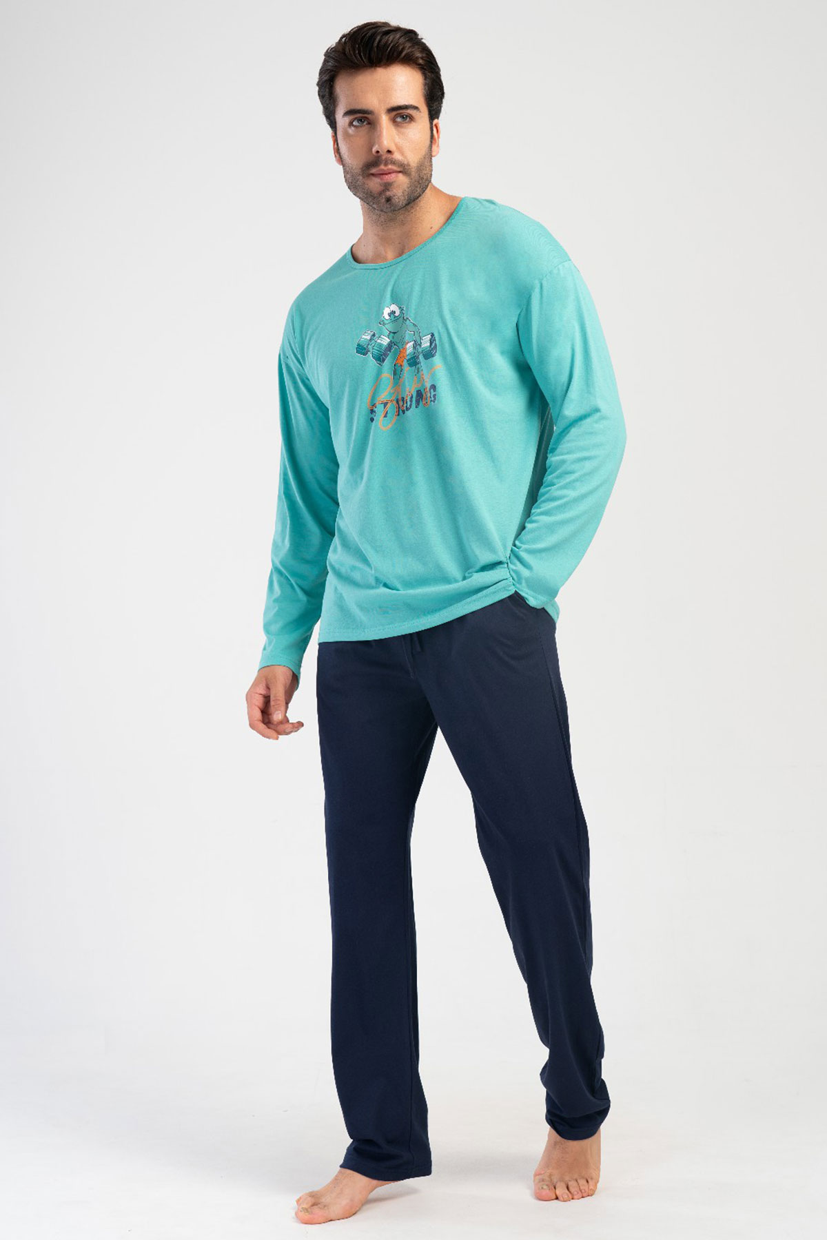 Pamuklu Erkek Uzun Kol Pijama Takım
