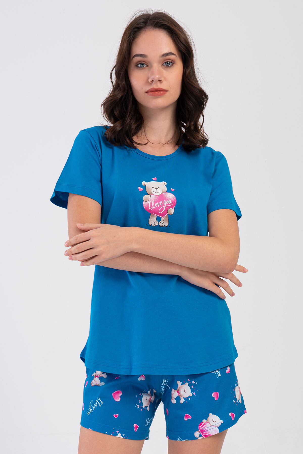 Pamuklu Kadın Kısa Kol Şortlu Pijama Takım
