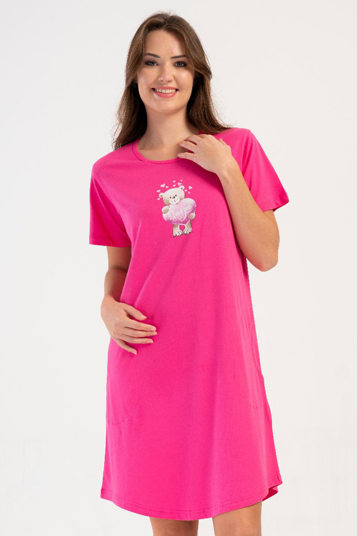 Pamuklu Kadın Kısa Kol Gecelik
